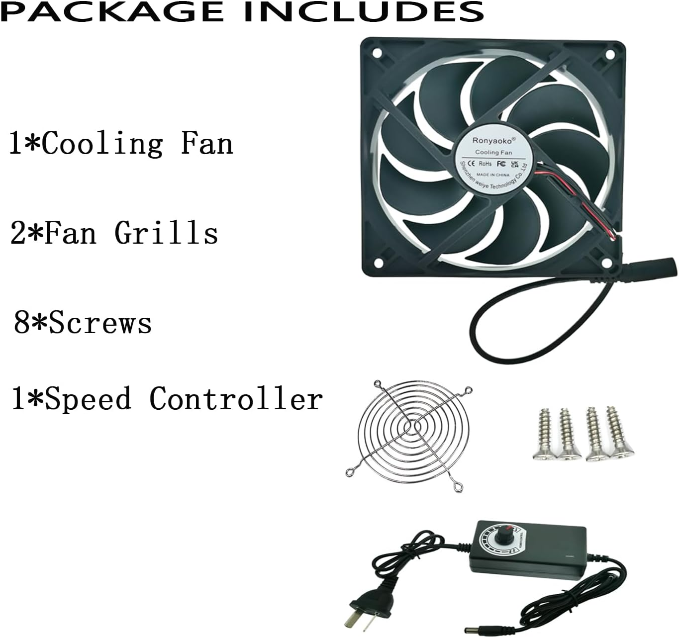 120Mm Fan, Big Airflow 120Mmx25Mm Computer Fan,Variable Speed Controller, Strong Airflow AC 100V to 240V for Receiver LED Lights Amplifier DVR Playstation Component Cooling image number 6
