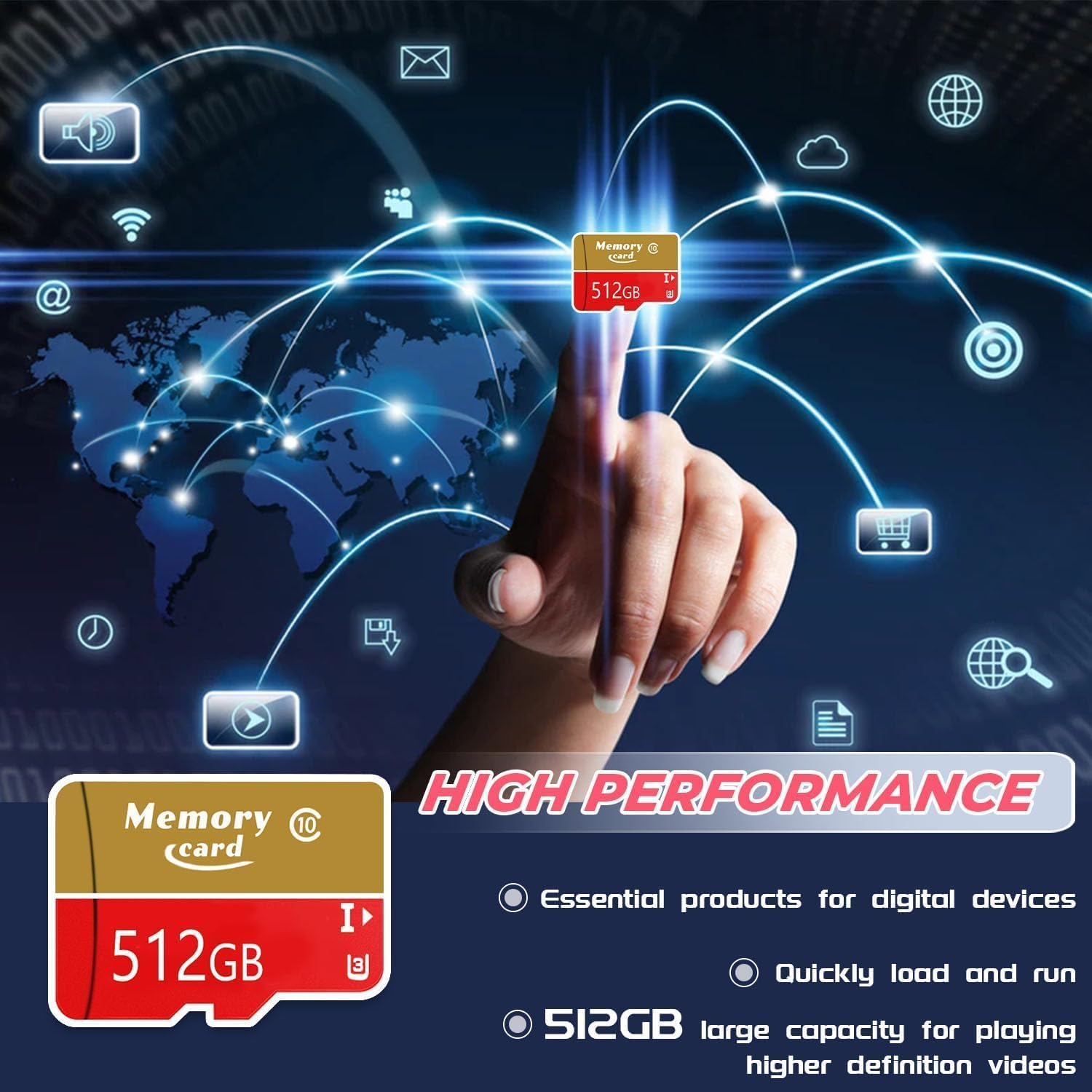 512GB Microsd Card Microsd Memory Card 4K Ultra Full HD Video Expanded Storage for Gaming Devices, Android Tablets and Smart Phones image number 6