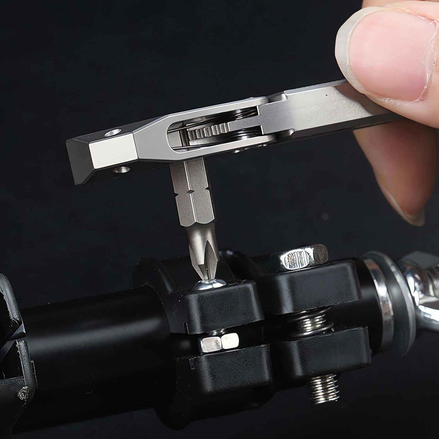 Titanium Pry Bar EDC Tool,Versatile Pry Tool,Bottle Opener,Wrench,Ratche Screwdriver,Crowbar in One,Compact Versatile Pocket Pry Bar for Everyday Carry image number 3