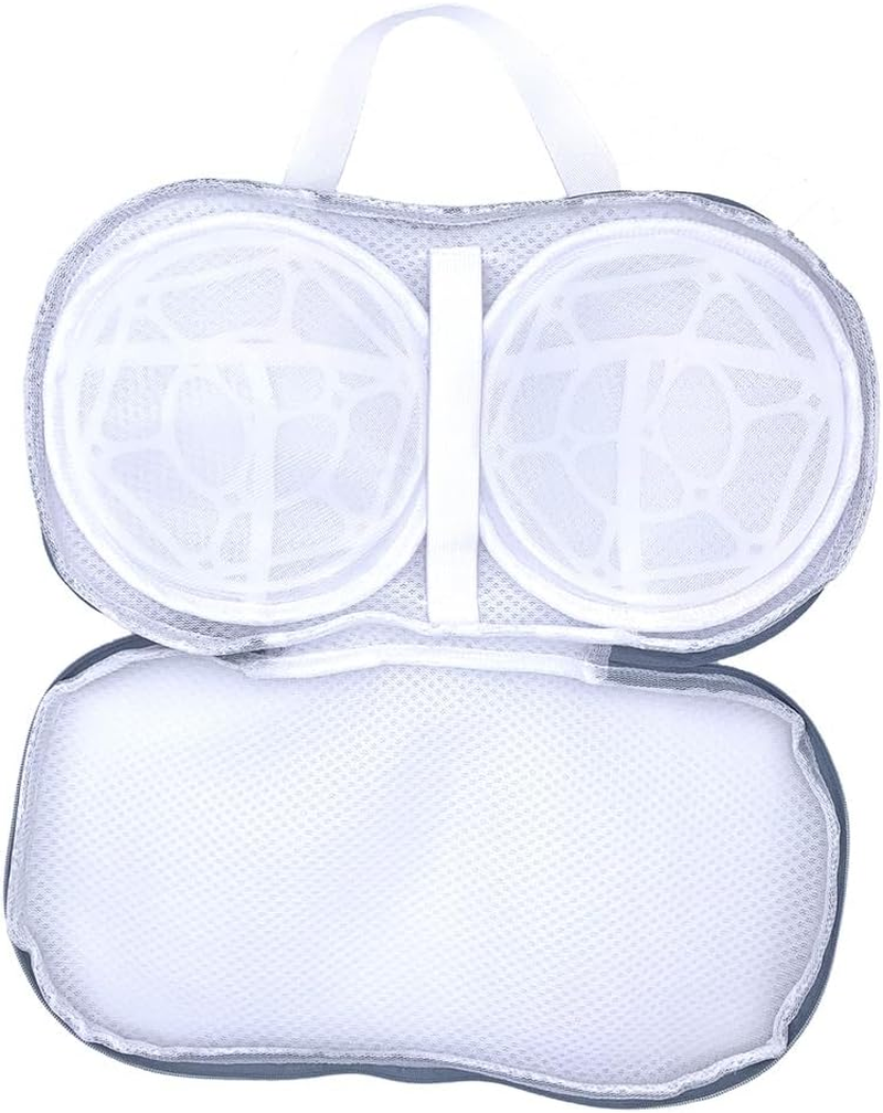 2PCS Bra Washing Bags for Laundry with Upgraded Large 3D Bracket Mesh, Lingerie Brassiere Wash Bags for Washing Machine, Underwear Storage Bag, Bra Organizer (Grey, a to C Cup) image number 2