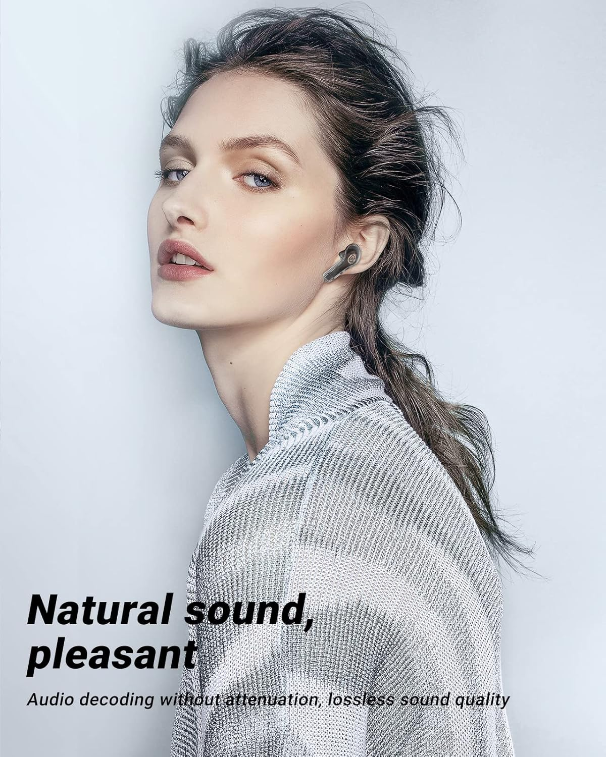 Acefast Crystal Color Wireless Bluetooth Earbuds Noise Canceling T8 (Black) - Ice Blue image number 3