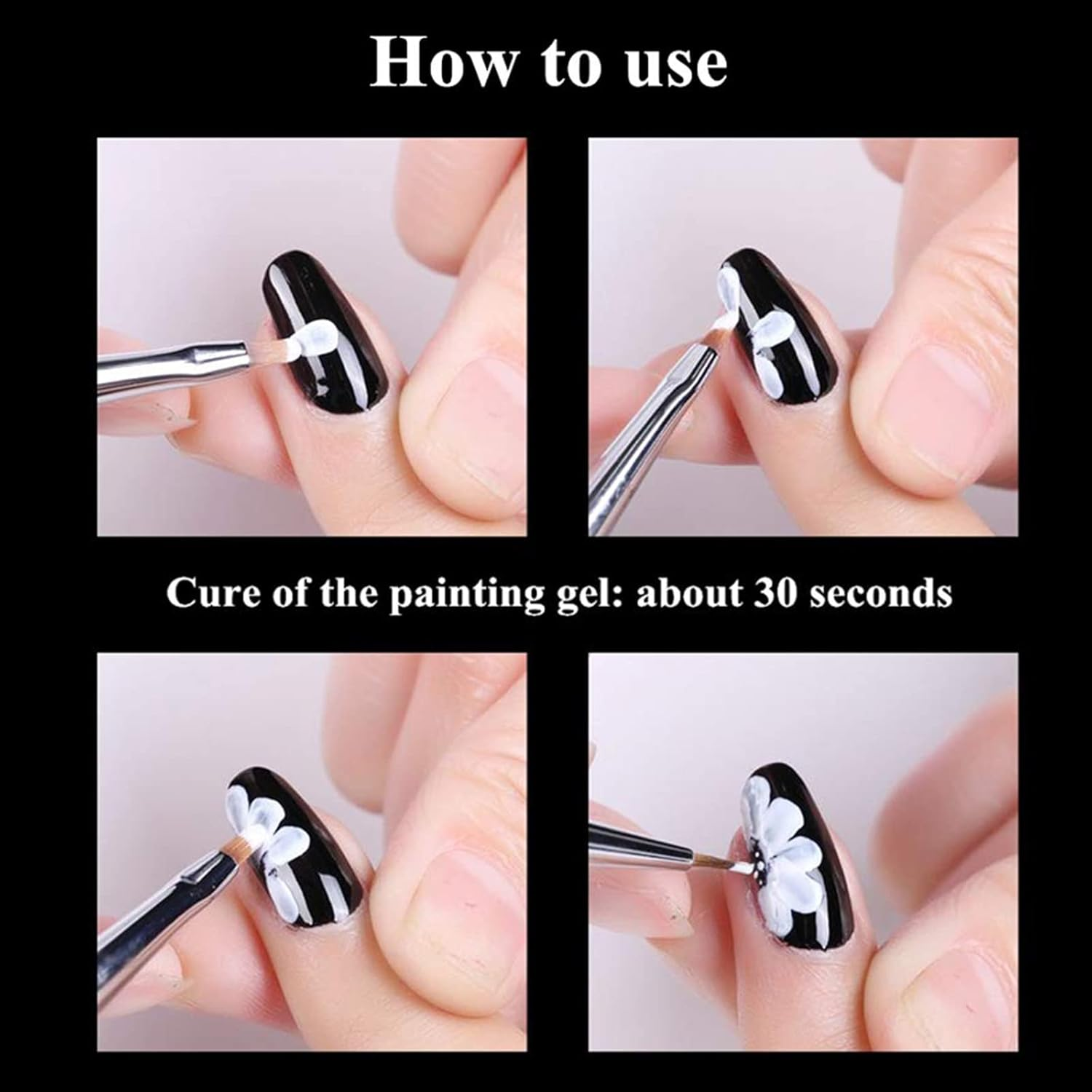 12 Colors Nail Painting Gel for Nail Drawing Lines Striping Painting Flowers Patterns Nail Art Set Nail Design Gel Polish UV LED for Nails Manicure Kit, White Black Blue Green Yellow Orange Pink