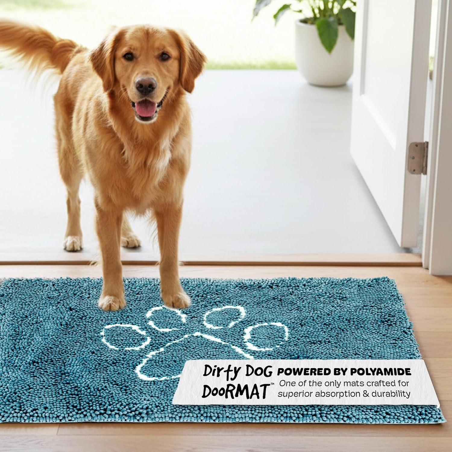 Dog Gone Smart Dirty Dog Doormat Cute Paw Print Ultra Water Absorbent Fast Drying Microfiber Small, Medium, Large and Runner Heavy Non-Skid/Slip Backing Machine Wash, Rain Snow Muddy Wet Shoes & Paws image number 5