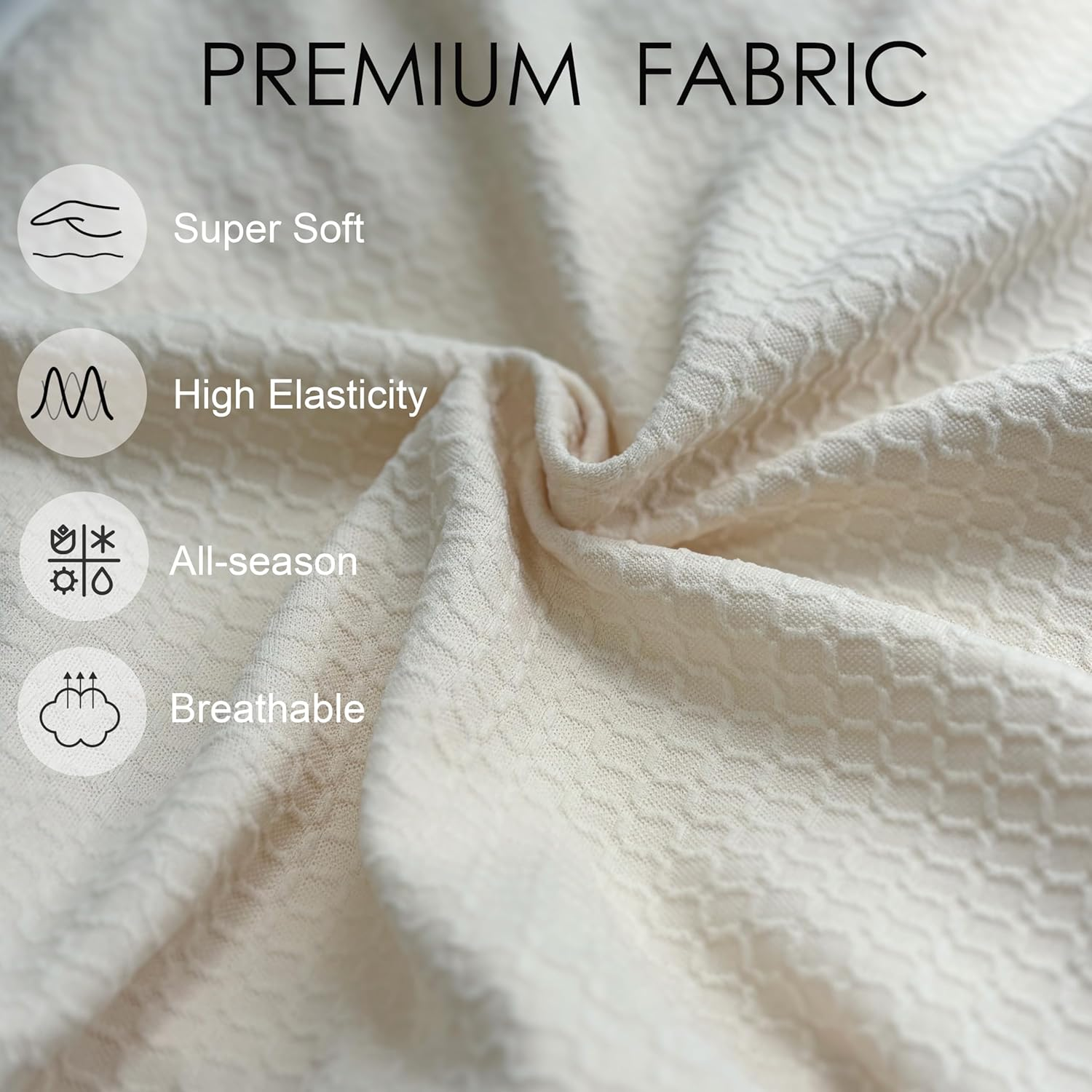 Waterproof Dining Room Chair Seat Covers Set of 6，Stretch Jacquard Fabric Stretch Removable Washable Slipcover for Kitchen Seat Cushions (6, Black) image number 4