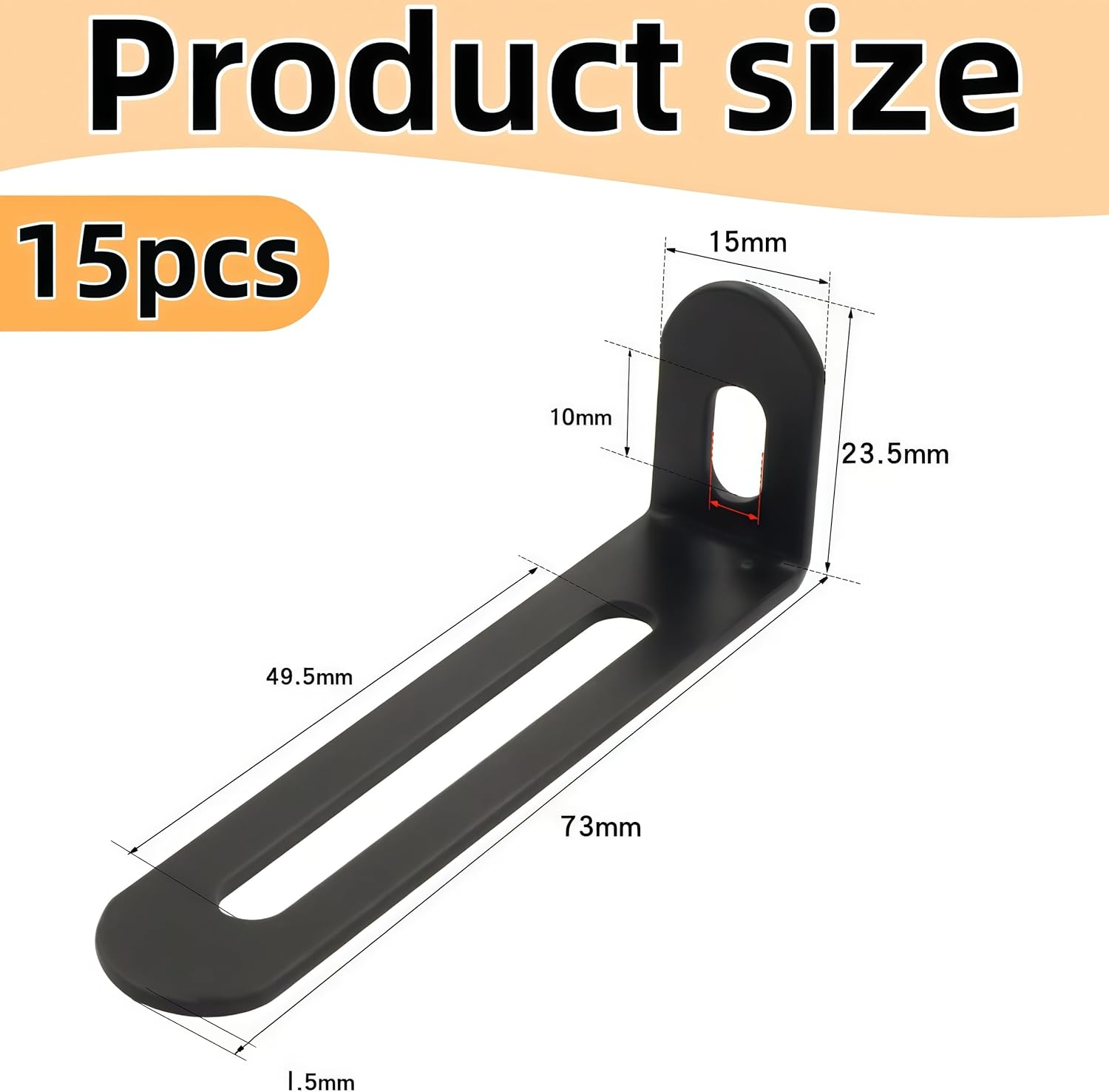 15Pcs Adjustable Right Angle Brackets Metal L Bracket, Heavy Duty 90 Degree Corner Fastener Brace Support,Corner Brace L Brackets(Black) image number 1