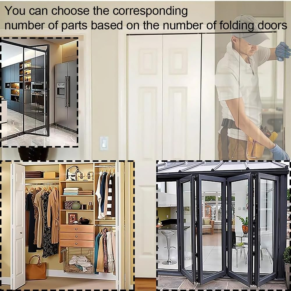 Universal Bifold Door Hardware Repair Kit - Includes Top/Bottom Brackets, Pivots & Guide Wheel for Closet, Barn, Pocket & Accordion Doors (2) image number 2