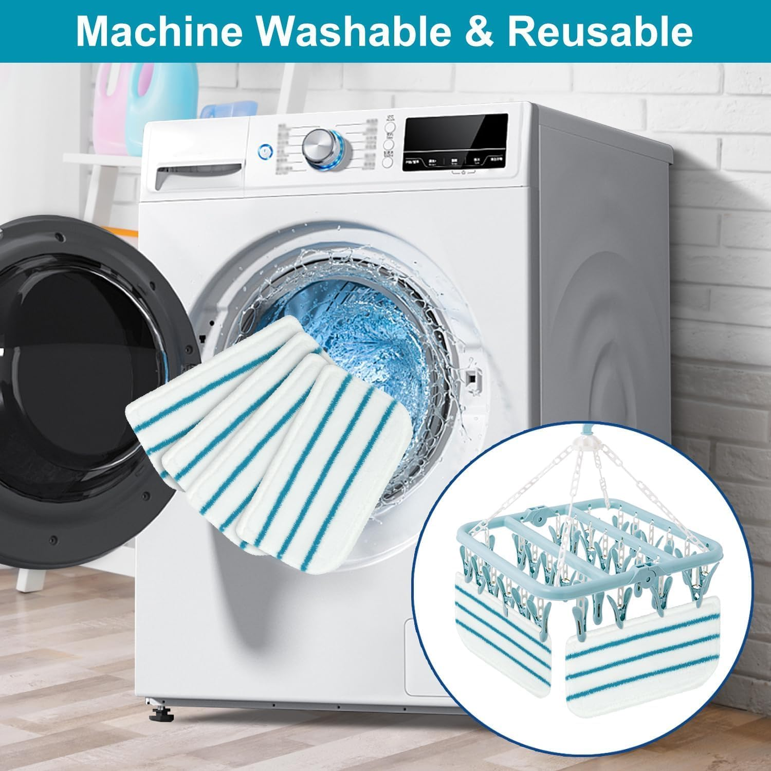 5 Pack Mop Pads Replacement for Black + Decker Steam Mop FSM1610/ FSM1630 Washable Mopping Pad Accessories image number 3