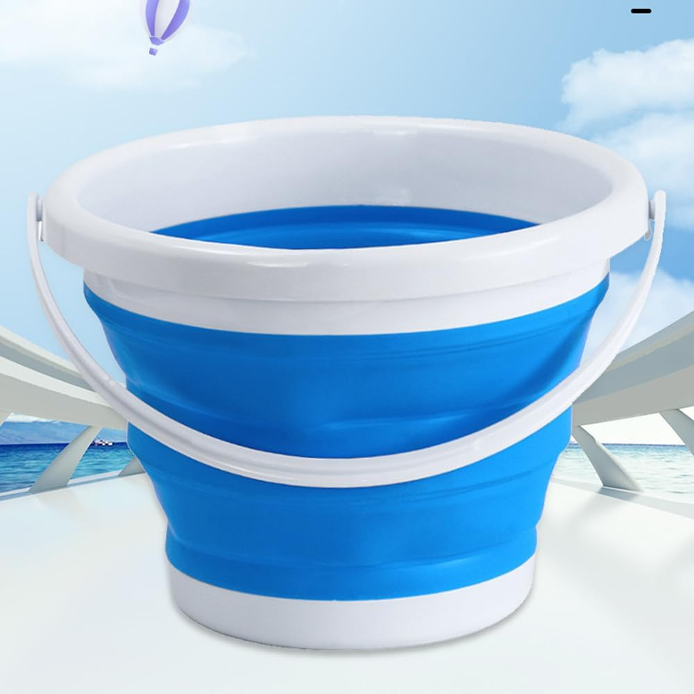 2 Pack Collapsible Bucket 10L (2.6 Gallon), Portable Foldable Water Pail with Handle, Space-Saving Cleaning Bucket for Car Wash, Camping, Fishing, Garden & Household image number 4