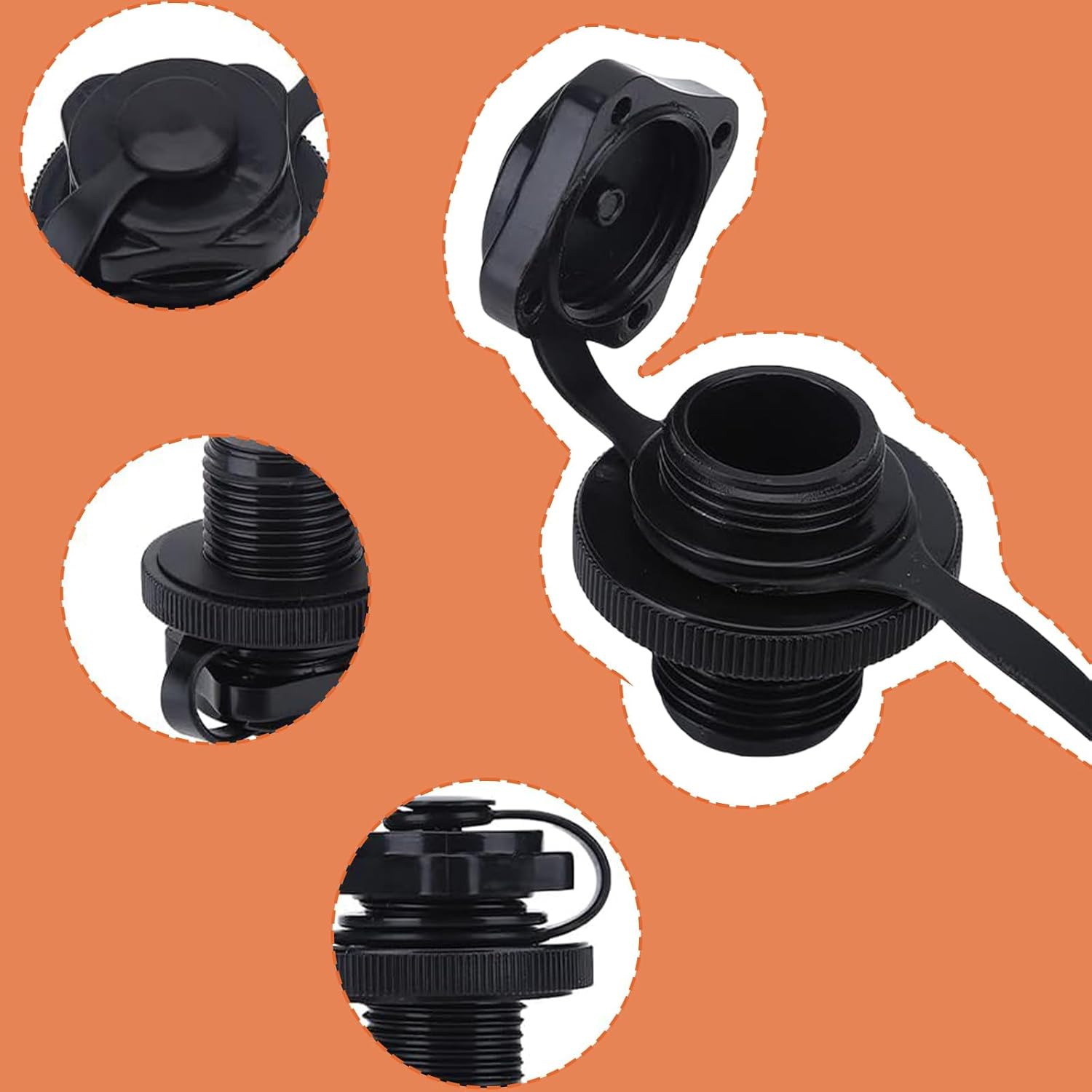 2PCS Inflatable Boat Air Valve Replacement &ndash; One-Way Leakproof Spiral Screw Plug for Dinghy, Raft, Kayak, Boston Valve Design image number 3