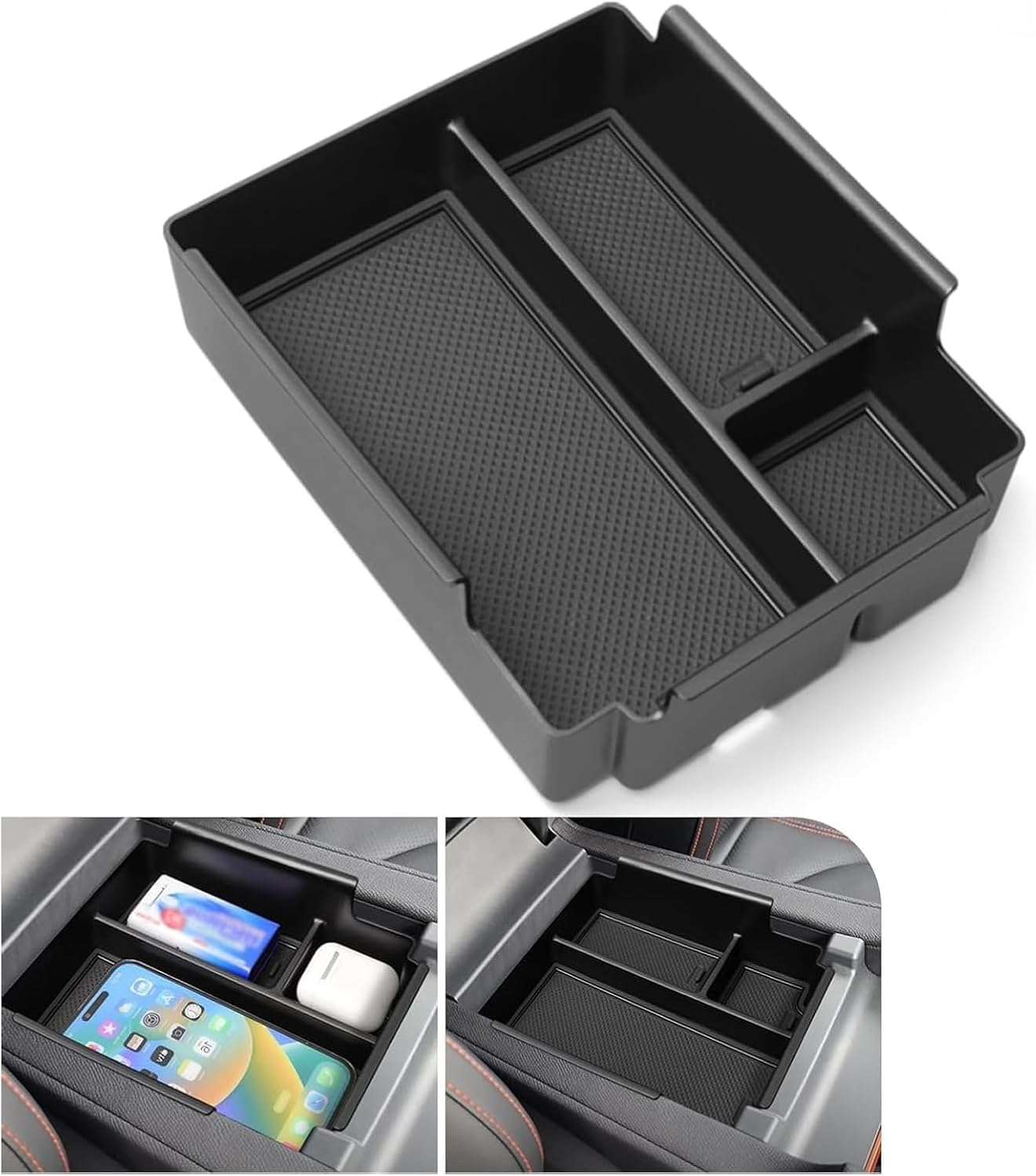 HKYLRAT Upgrade Center Console Organizer Fit for BYD Shark, Custom Fit ABS Storage Tray, Anti-Slip Armrest Box Organizer with Dividers (Black)