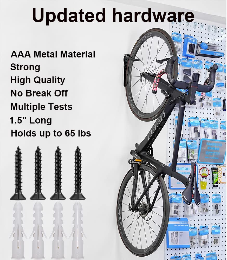 DIRZA Bike Rack Garage Wall Mount Bike Hanger Bike Hooks Bike Storage Bicycle Vertical System for Garage Indoor Shed - Easily Hang/Detach - Holds up to 65 Lb with Screws Black image number 6