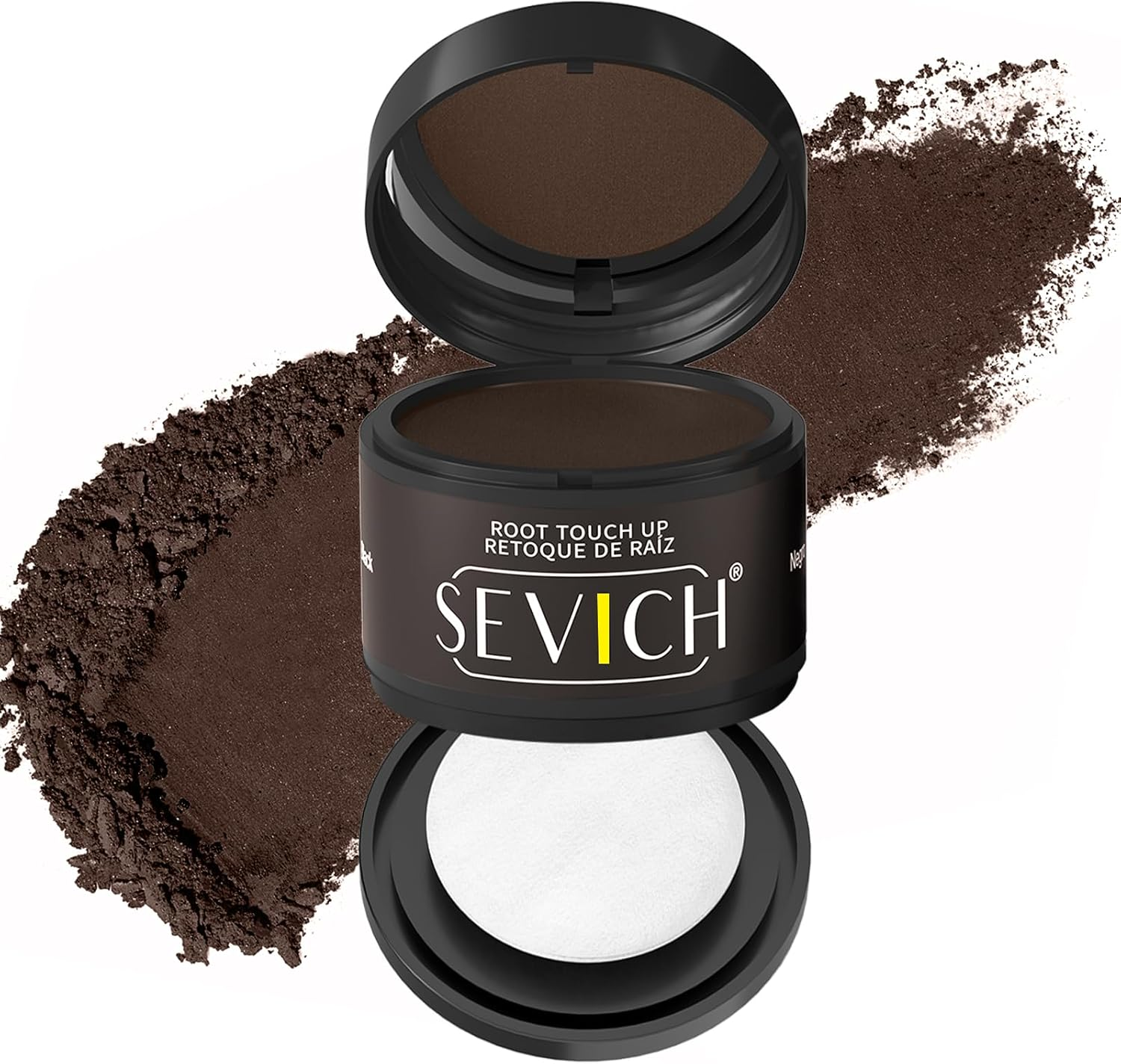 Sevich Instant Hair Shadow - Hairline Powder, Quick Cover Grey Hair Root Concealer with Puff Touch, 4 G, Medium Brown image number 1