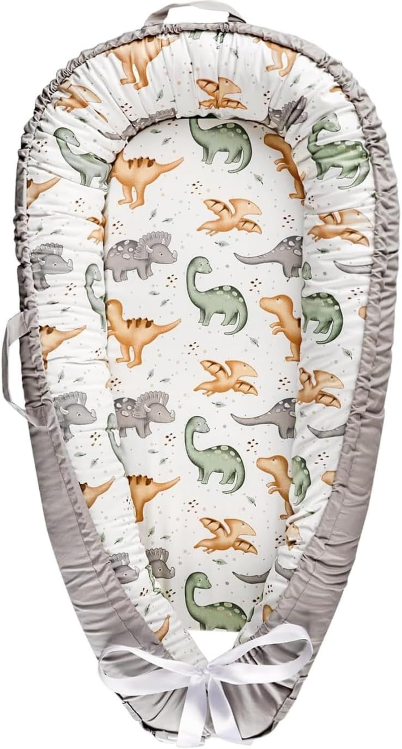 TANOFAR Baby Nest/Cozy Portable and Washable Baby Lounger for Newborn,100% Breathable Cotton Soft Infants Nests Cover for Newborn as a Gift(Dinosaur)