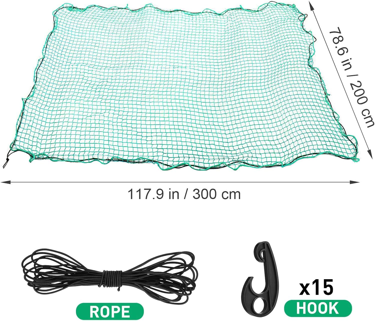 MUSISALY Truck Bed Cargo Net 2X3M Heavy Duty Elastic Bungee Cord Net 15 Hooks for Pickup Trucks Trailers and Vehicle Cargo Securing image number 6