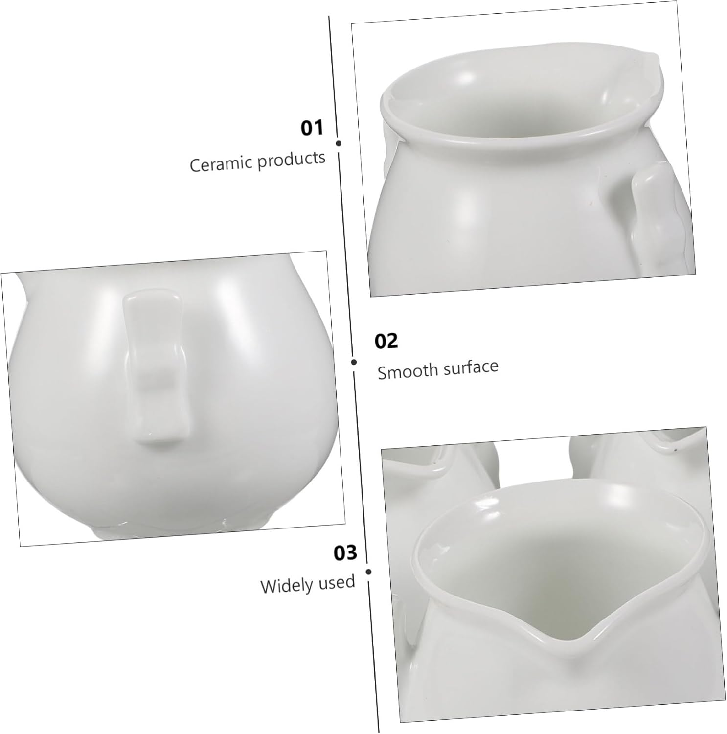 POPETPOP 3Pcs White Ceramic Milk Jugs Coffee Frothing Cups Creative Frothing Pitchers for Espresso Machine Accessories and Latte Art in Home and Caf&eacute; Use image number 4