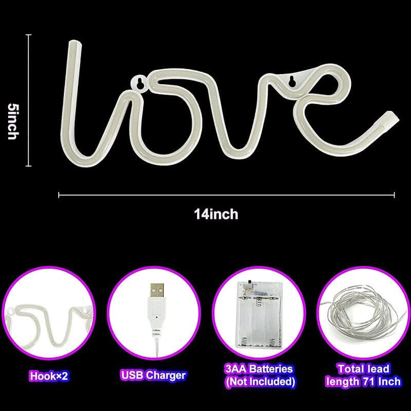 LED Neon Sign Lamp Usb/Battery Power Home Wedding Decor Love Rainbow Night Light - Pink image number 7