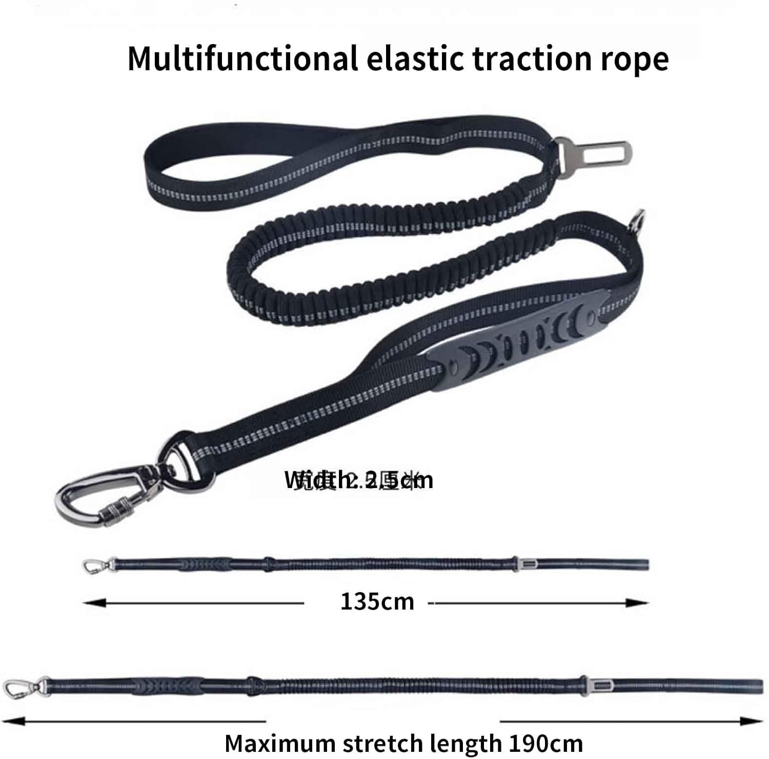 Rope Harnesses Dog Lead Dog Leads for Large Dogs for Medium Dogs Dog Leash Small Drawstring Hook and Loop Padded Double Handles Elasticity Reflective Strips 135CM (2.5X135Cm,Orange) - Black image number 5