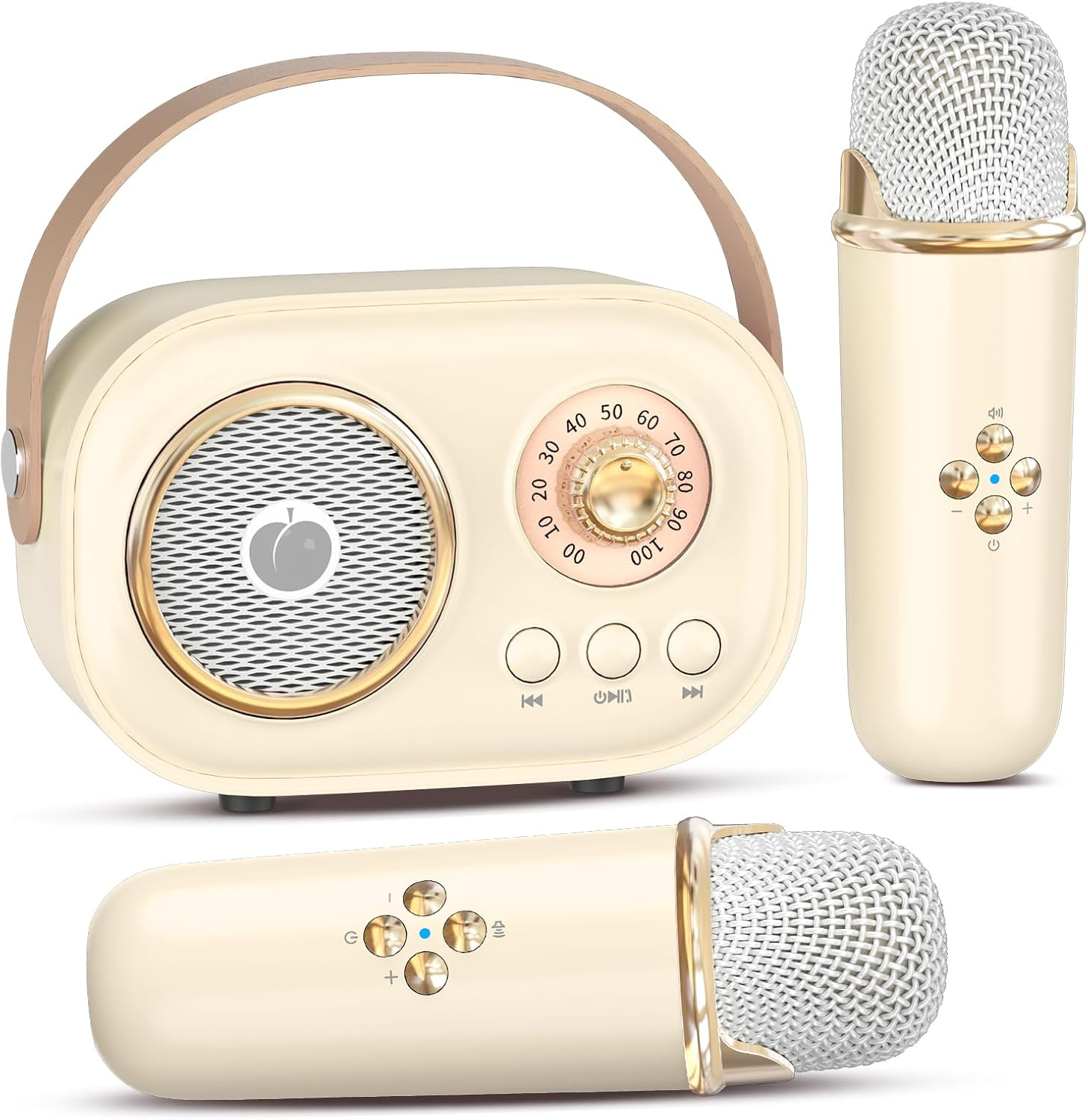 Mini Karaoke Machine for Kids Adults,Portable Bluetooth Speaker with 2 Wireless Microphones, Gifts Toys for Girls 3, 4, 5, 6, 7, 8+ Years Old Toddler Teens Birthday Family Home Party (White)