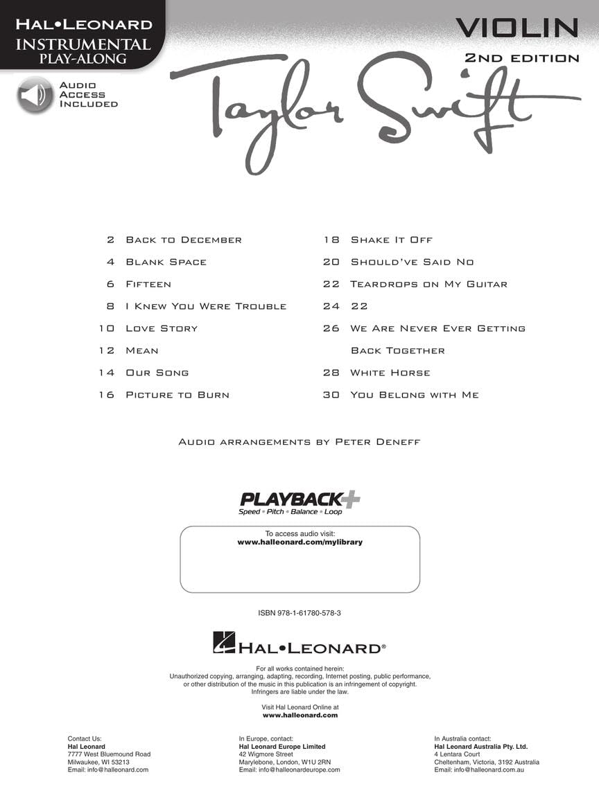 Taylor Swift: Violin Play-Along Book with Online Audio (Instrumental Play-Along)