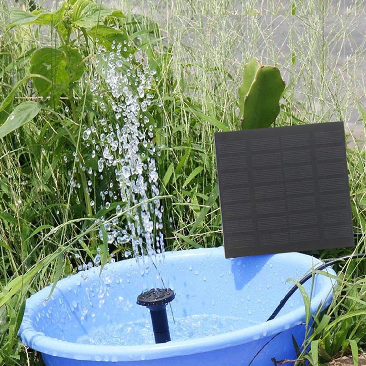 Solar Fountain,Square Solar Water Fountain with 6 Nozzle,1.2W Bird Bath Solar Water Pump with Extended - Length,Submersible Pump for Pond, Pool, Garden, Fish Tank image number 5