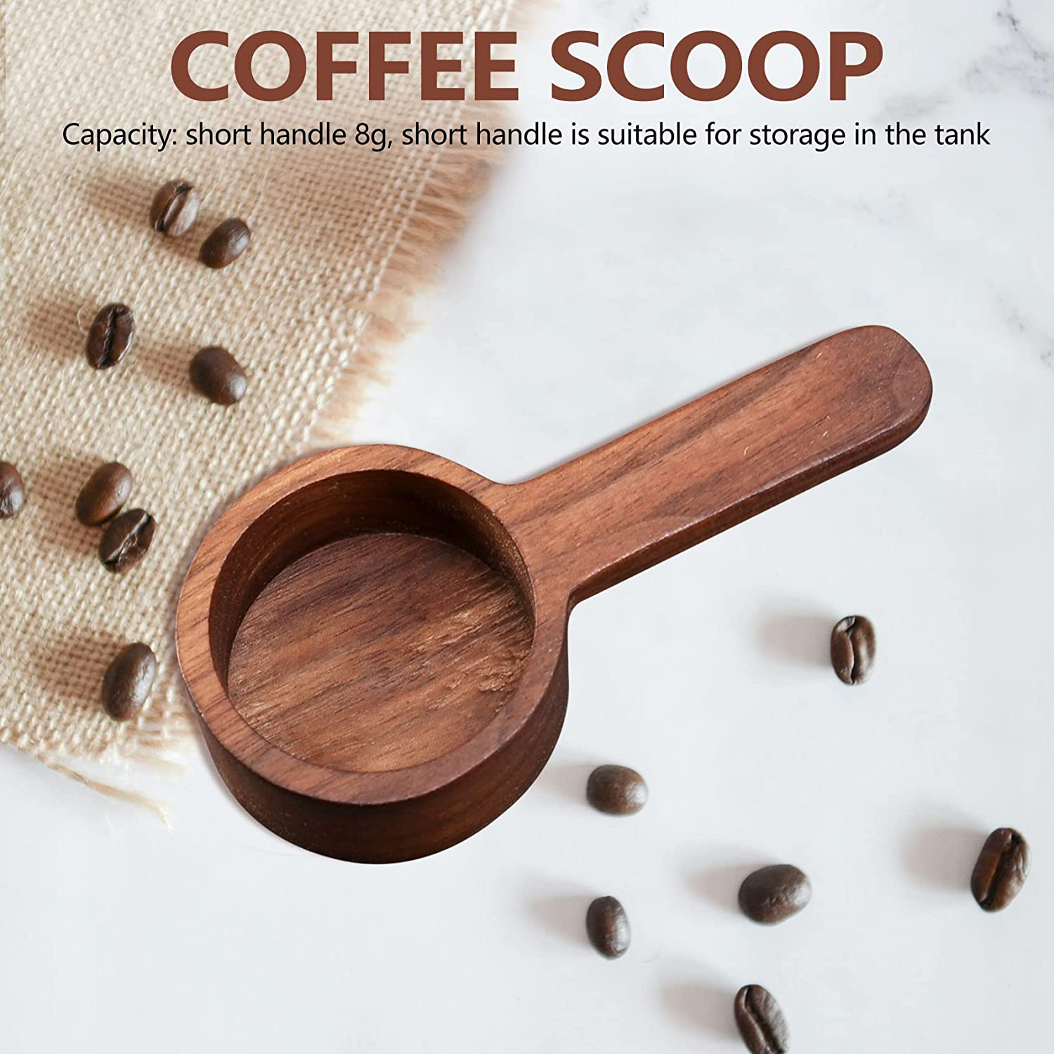 2 Pcs Wooden Measuring Spoon Set, Brown, 8G, Tea Coffee Sugar Spice Measure Spoons image number 6