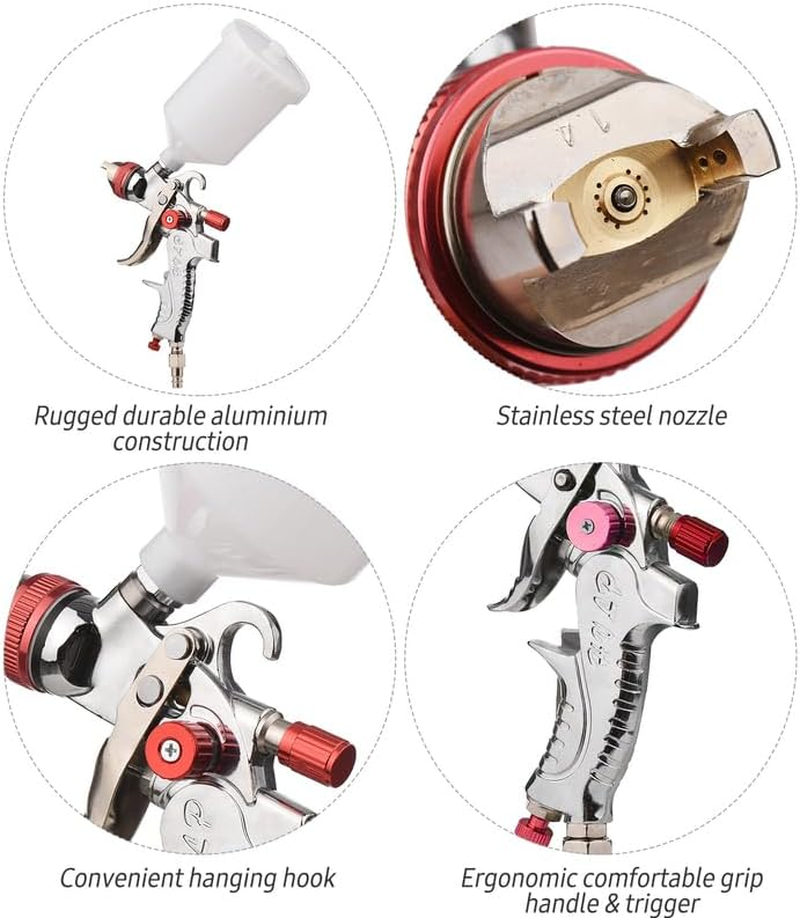 HVLP Spray Gun Paint Gun Auto Paint Air Spray Gun Kit Gravity Feed Car Primer image number 1