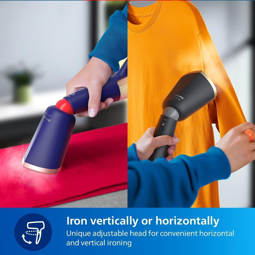 Philips 5000 Series Handheld Steamer - Ready in 35 Seconds, Active Heated Steam Plate, Eco & Max Settings, Steams Vertically and Horizontally, Accessories Included, Celestial Blue (STH5020/20) image number 1