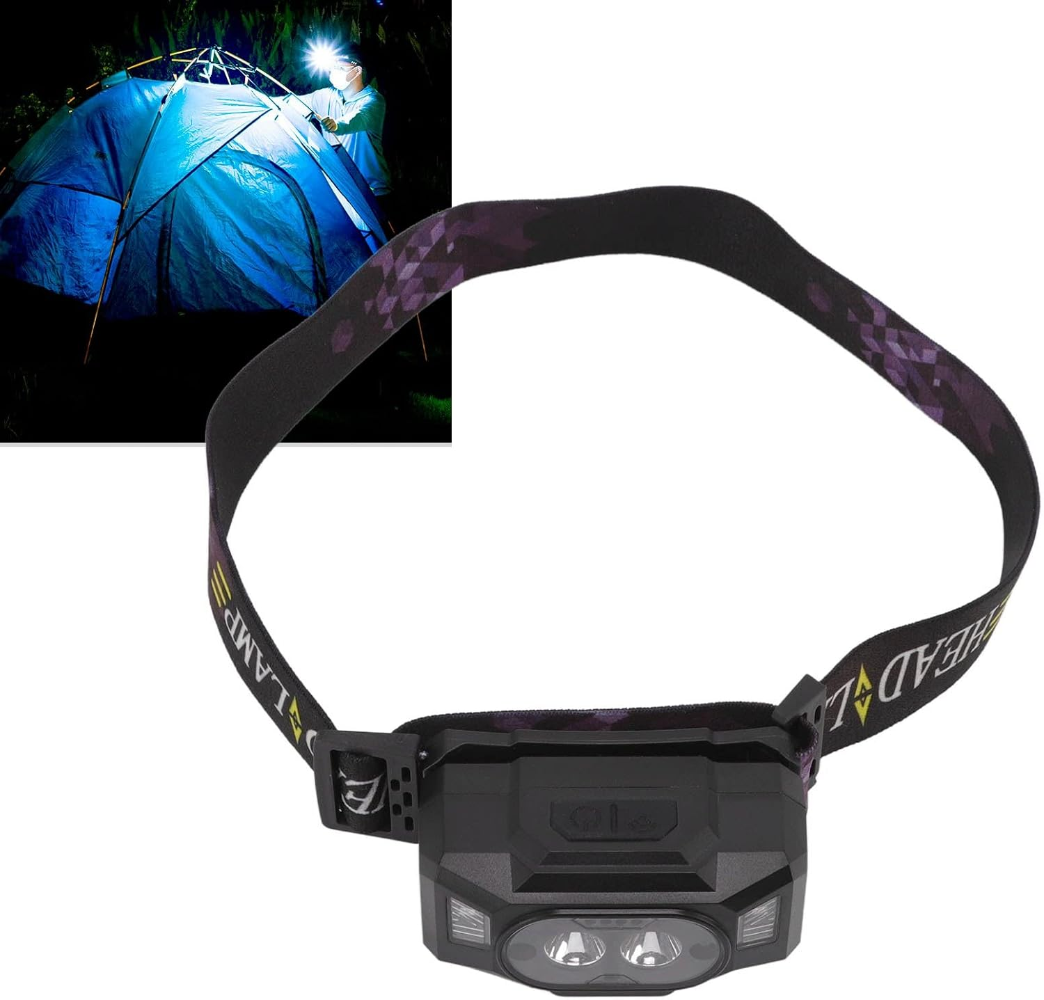 LED Sensor Headlamp Three Color Light Source Rechargeable Outdoor Strong Light Headlamp Running Camping ABS Headlamp White Warm Red Light image number 6