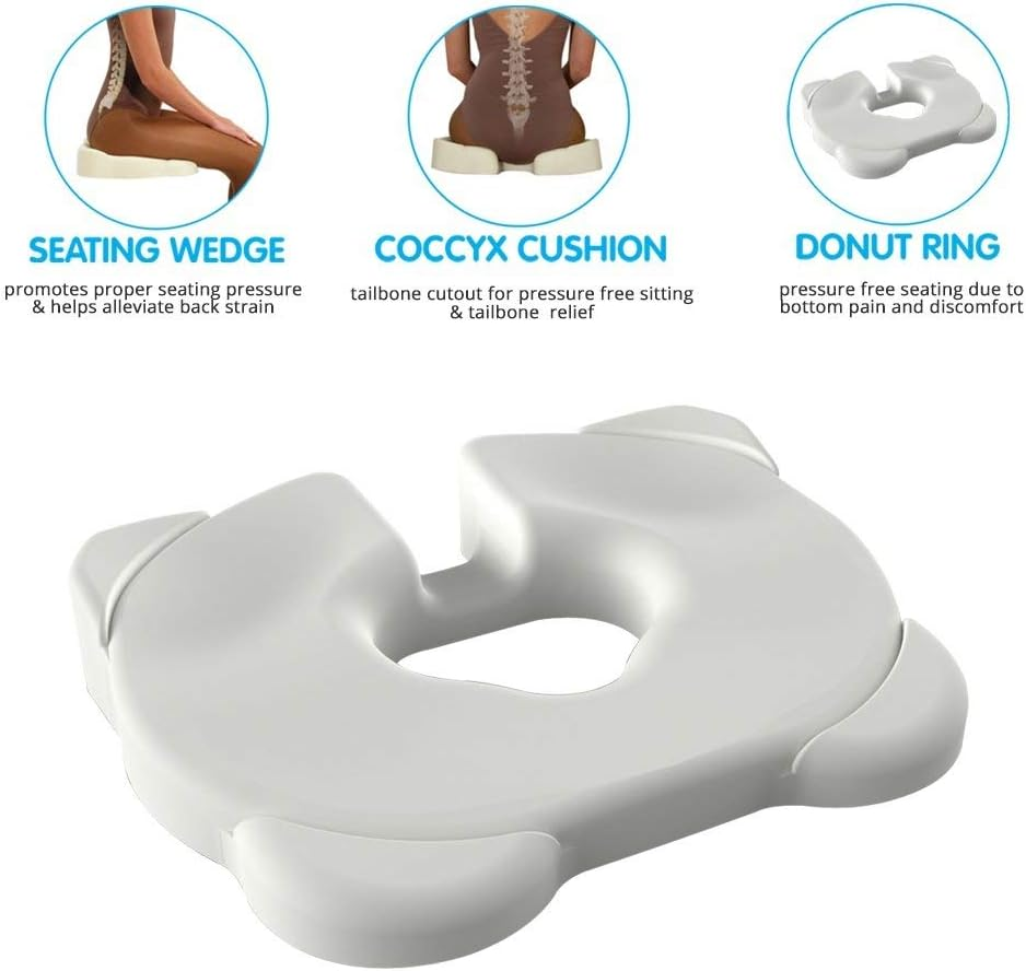 Kabooti Donut Seat Cushion, 3-In-1 Design with Center Cutout for Tailbone Pain, Sciatica and Hemorrhoids image number 3