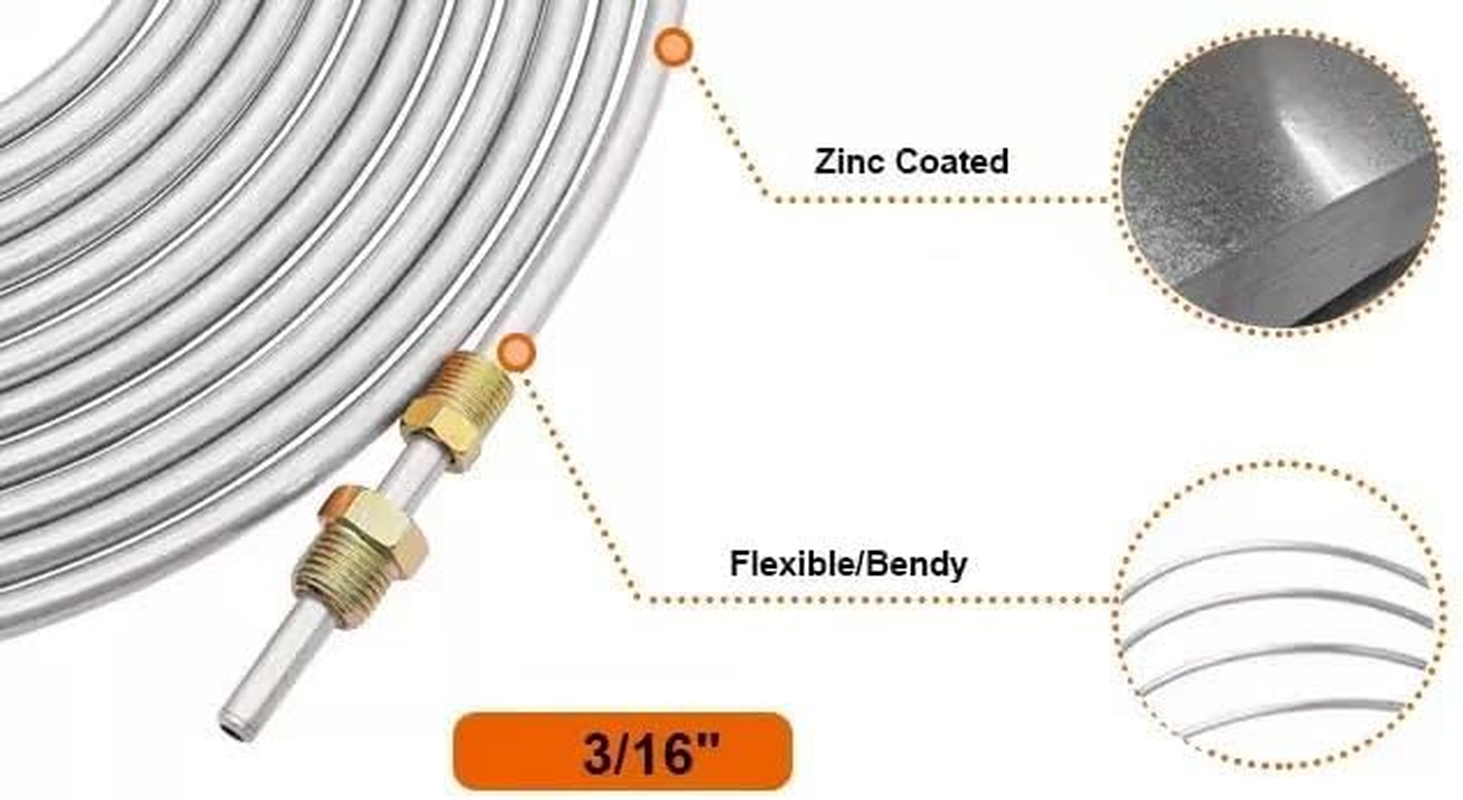 26Pack 3/16 Inch Brake Line Kit Include 25 FT Zinc-Plated Brake Lines with Fitting(16Pcs Fittings,2Pcs Union+4Pcs Nut) Brake Line Bender,Single Flare Tool,Cutter 3/16 Inch Brake Line Kit