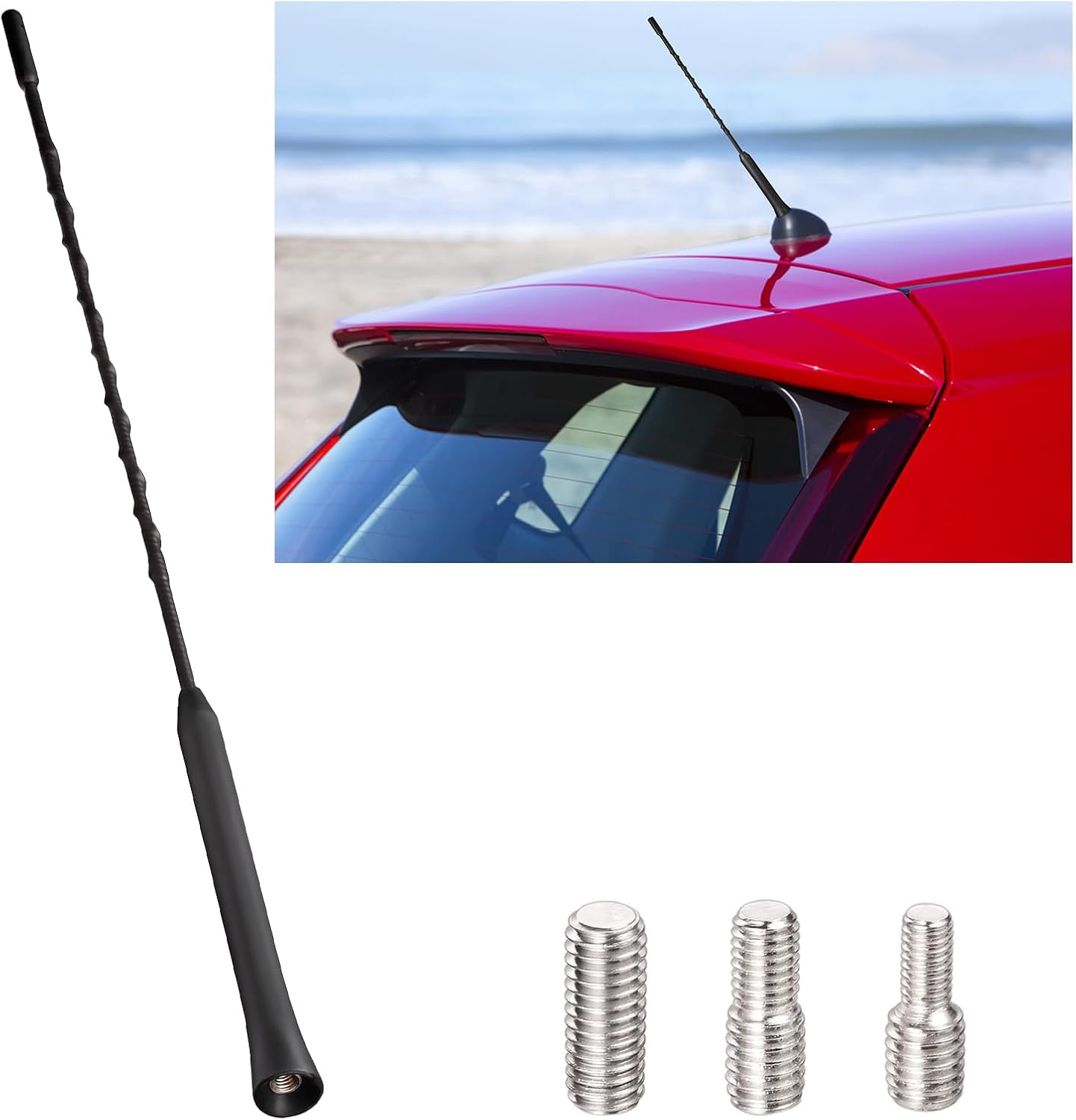 Universal Vehicle Roof Mount Flexible Rubber Car Antenna AM FM Antenna Car Roof Antenna Car 23Cm/9Inch Car Radio Antenna with M4 M5 M6 Threaded Adapter Suitable for Most Models Etc image number 4