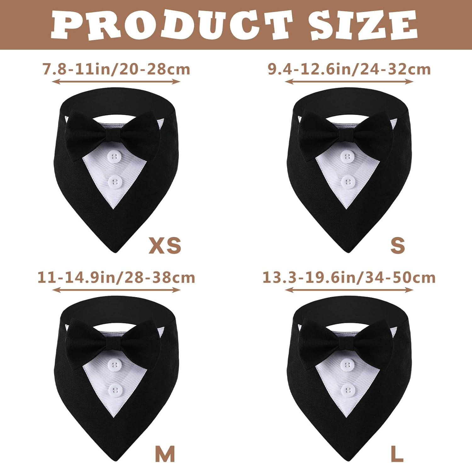 Dog Tuxedo Wedding Bandana Collar with Bow Tie Adjustable Dog Tuxedo Suit Formal Dog Costumes Pet Party Tux for Small Medium Large Dogs Pets(M) image number 5