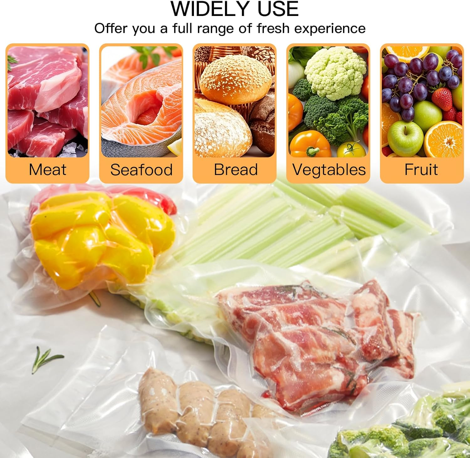 Megawise Vacuum Sealer Bags, 8-Inch Wide X 21.6 Feet Long, Compatible with Megawise & Most Vacuum Sealers, Durable & Bpa-Free Rolls for Food Storage image number 2