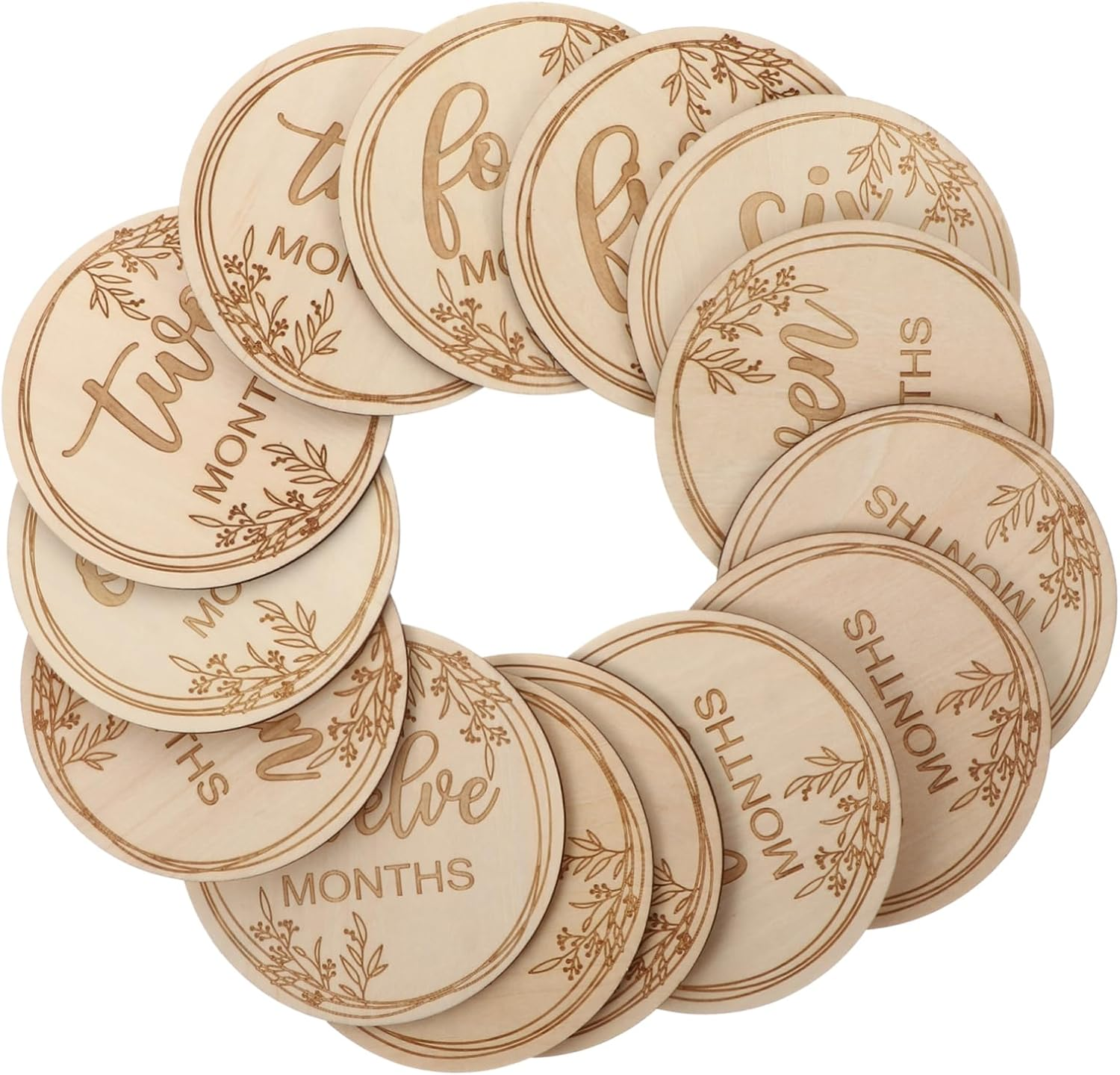 1Set Wooden Monthly Growth Cards Newborn Milestone Cards for Photo Props Creative Design for Tracking Growth Moments for Parents Showers image number 1