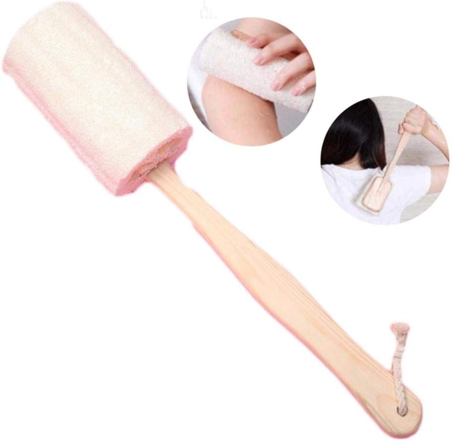 Natural Exfoliating Loofah Luffa Loofa Bath Brush on a Stick with Long Wooden Handle Back Brush for Men & Women - Shower Sponge image number 2