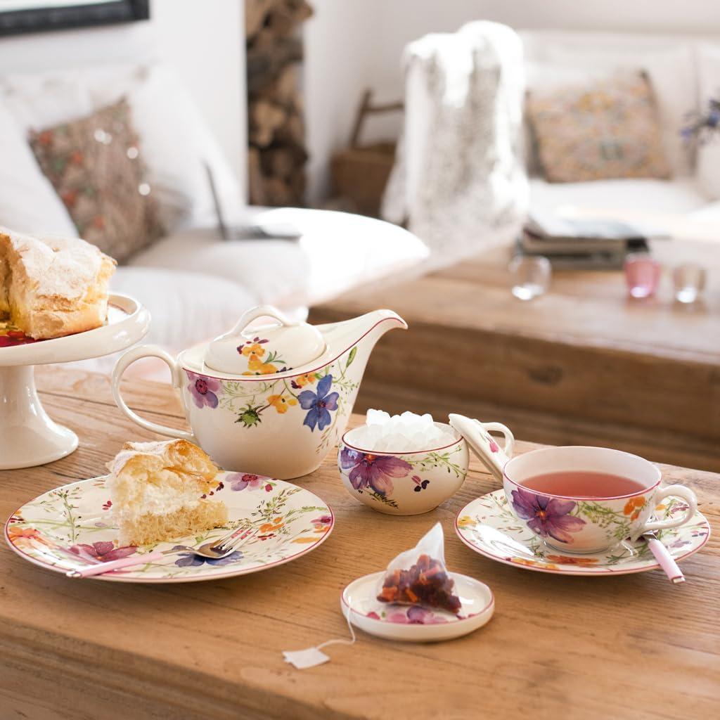 Villeroy & Boch Mariefleur Tea Teapot, 620 Ml, Height: 13.5 Cm, Premium Porcelain, Multicolour, Pink, Green and Orange