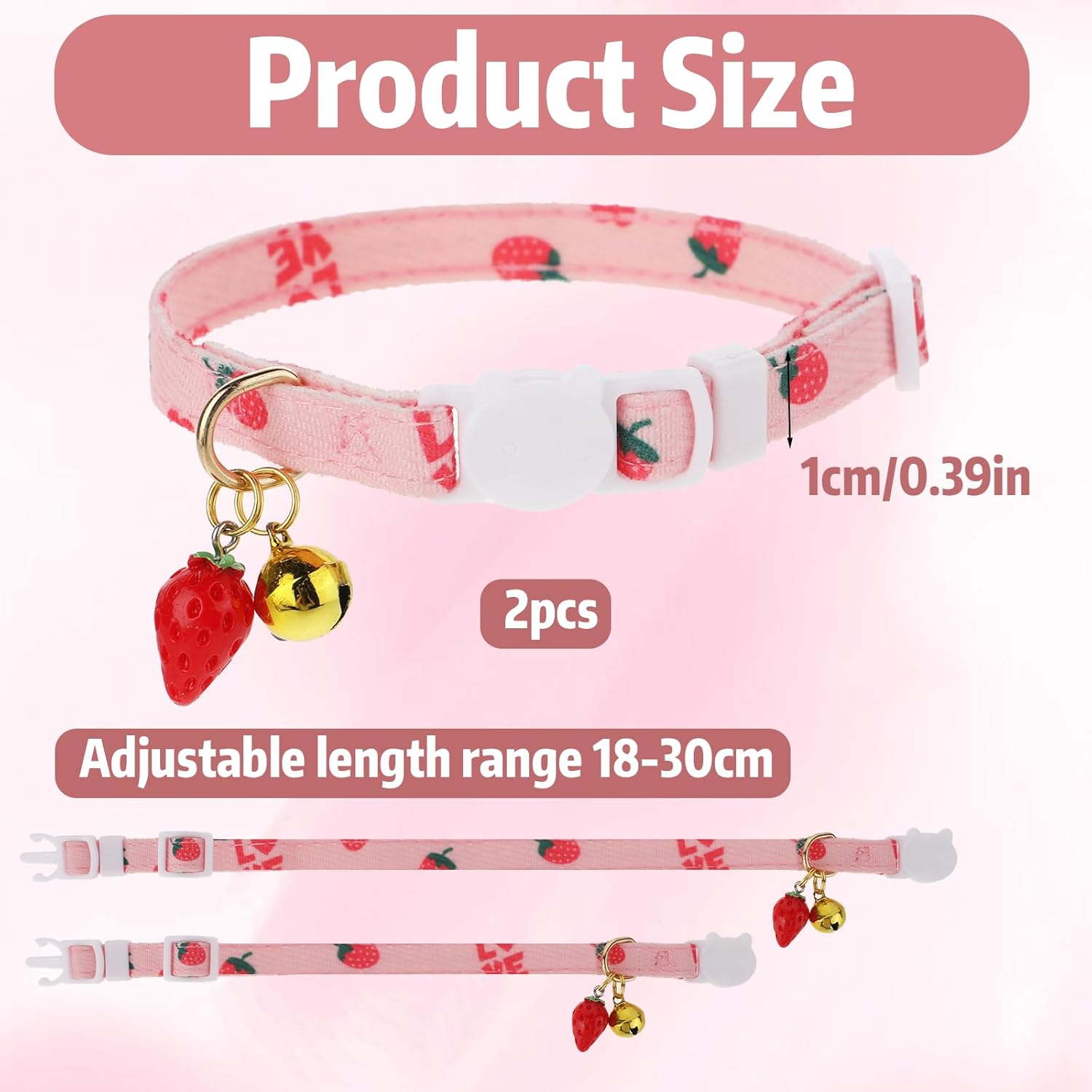 Pack of 2 Tear-Off Cat Collars, Reflective Cat Collars, Adjustable Cat Collar, Cute Kitten Collar, Ideal for Cats image number 6