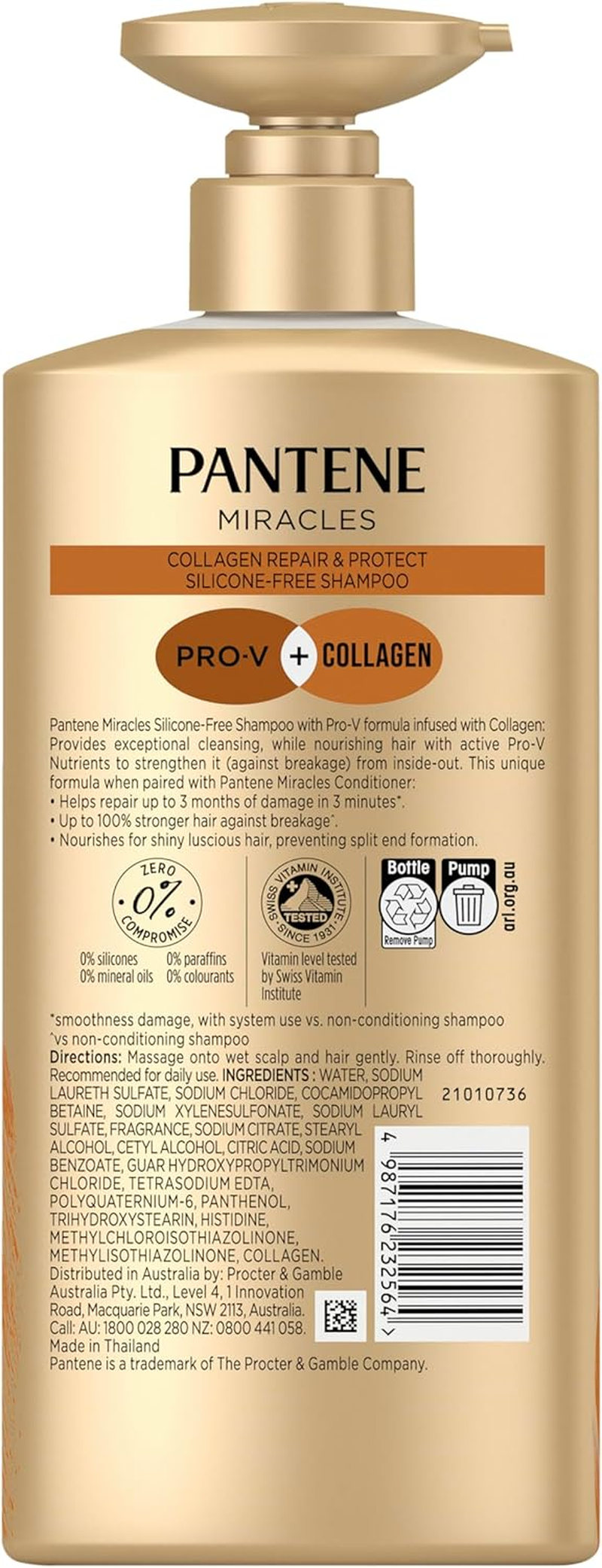 Pantene Miracles Collagen Repair and Protect Silicone-Free Shampoo 650 Ml image number 2