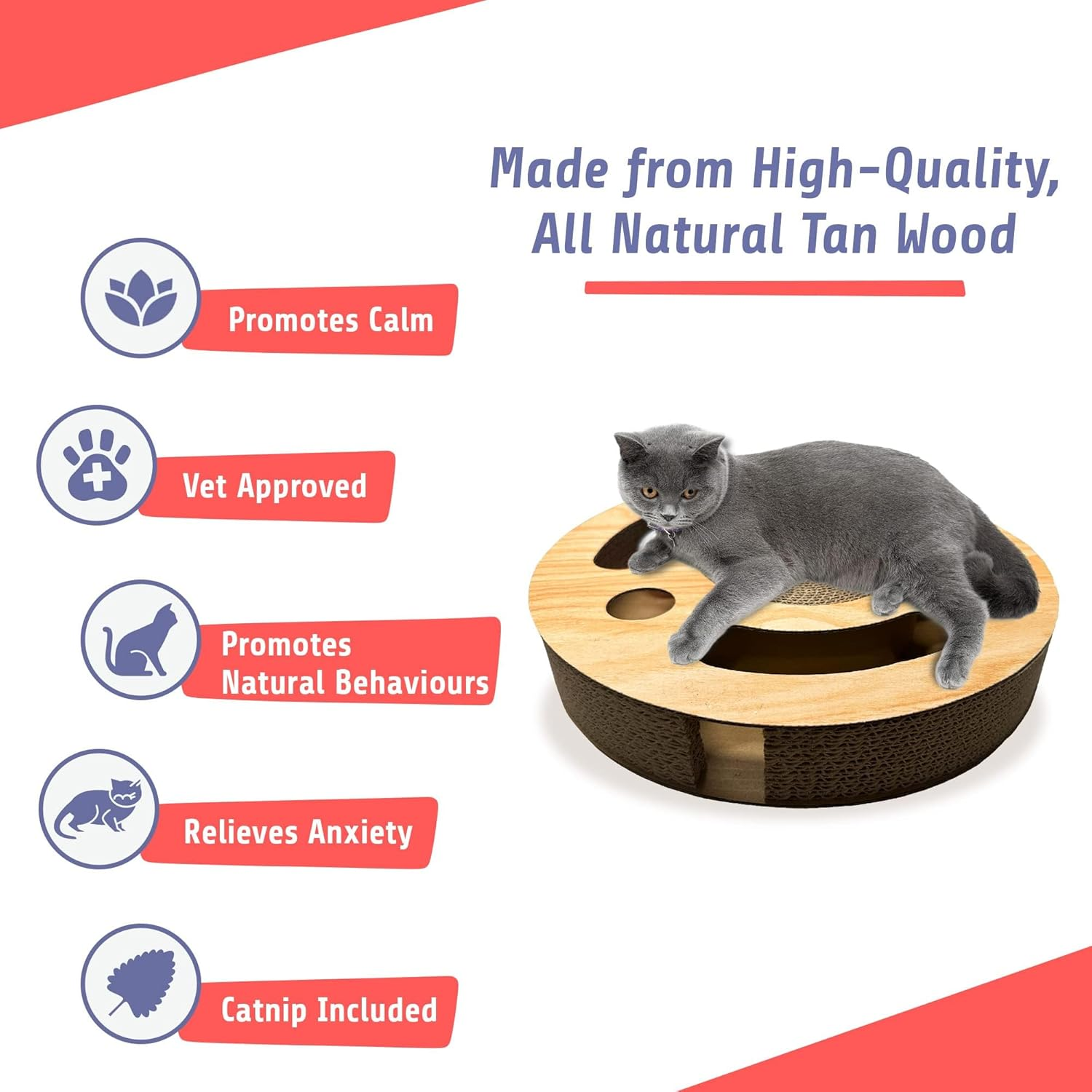 2-In-1 Cardboard Pet Cat Scratcher Toy Series | Scratching Board & Cozy Bed, Interactive Ball & Tunnel Design, Supports Pet Behavior & Relieves Stress, Ideal for Indoor Kittens and Cats, Circle image number 3