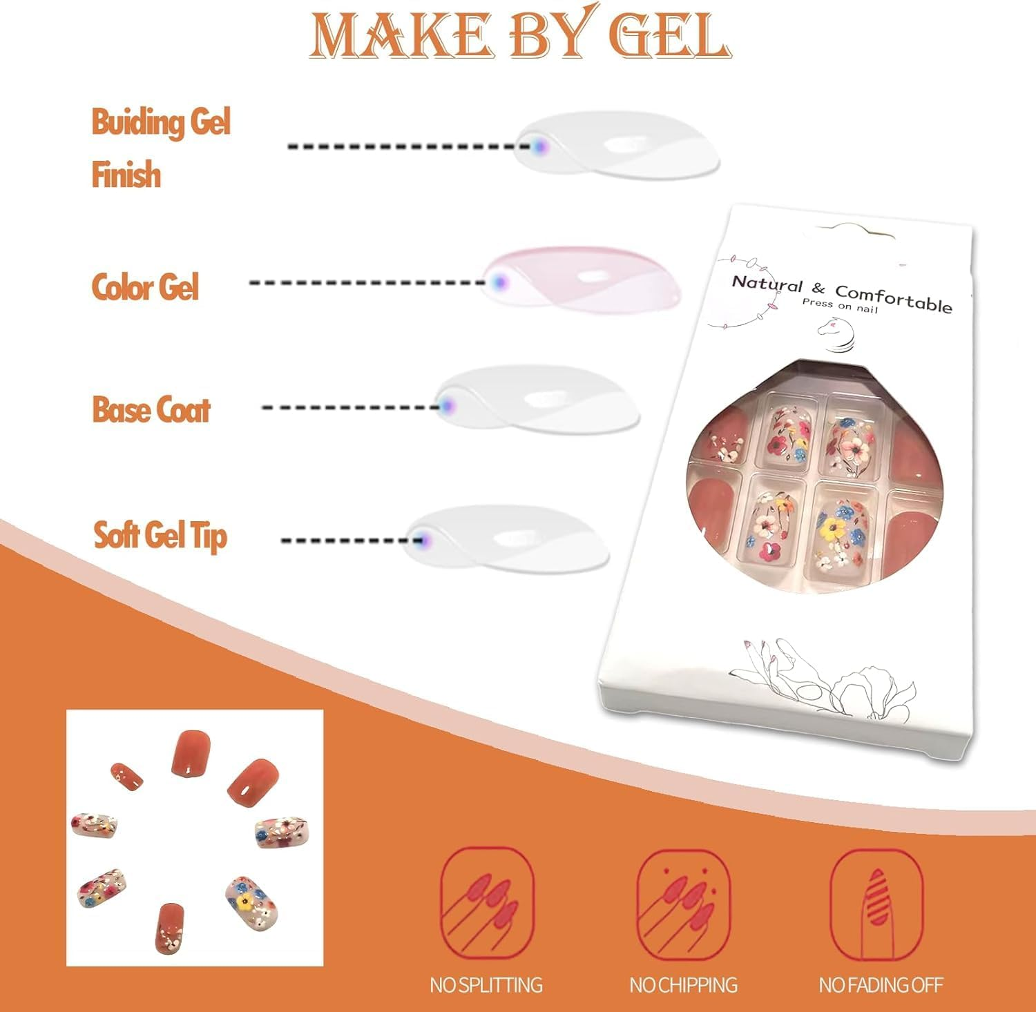 ＴＩＺＹＦＦ Press on Nails, Sweet and Cool Floral Fake Nails, Artificial Nails for Women and Girls -24 Pc image number 1