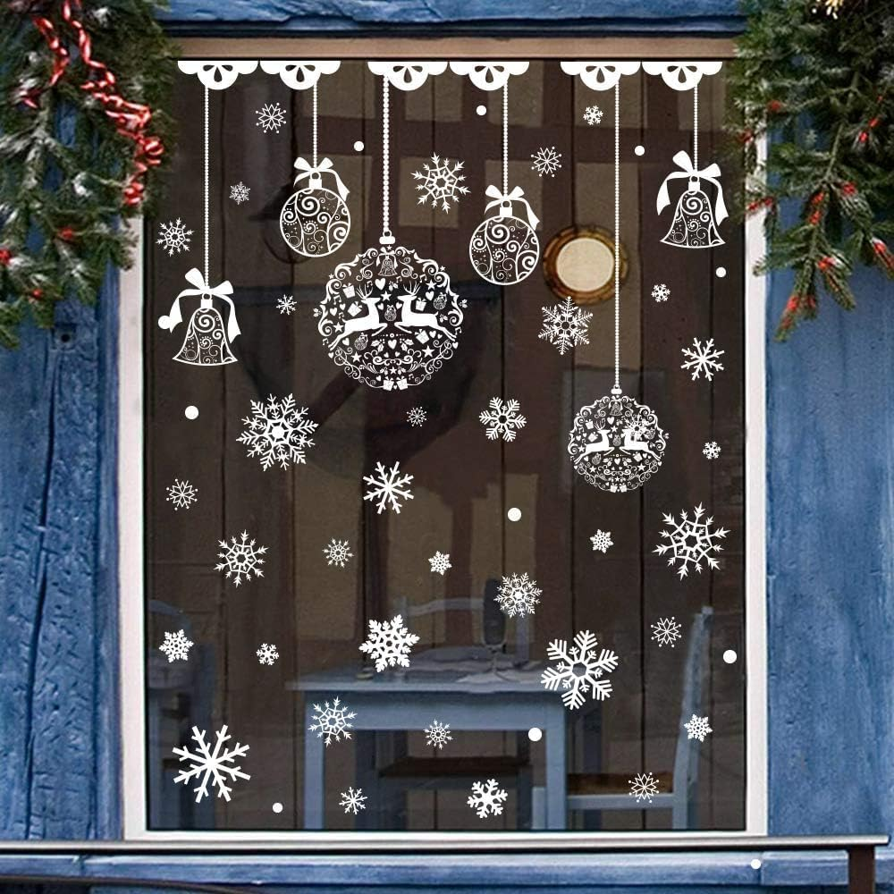 220 Pcs Christmas Window Clings Static Snowflakes Window Clings Decals Stickers Christmas Window Decorations Indoor Merry Christmas Winter Wonderland Decorations Ornaments Party Supplies image number 6