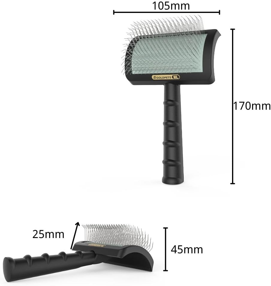 Large Slicker Brush Extra Long Pin Slicker for Long Haired Dog and Cat, Pet Grooming Brush Easy to Comb Knots Use to Clean Loose & Dirt, Pet Brushes for Dogs Shedding for Thick Undercoat Curly Hair, 25Mm(Black) image number 4