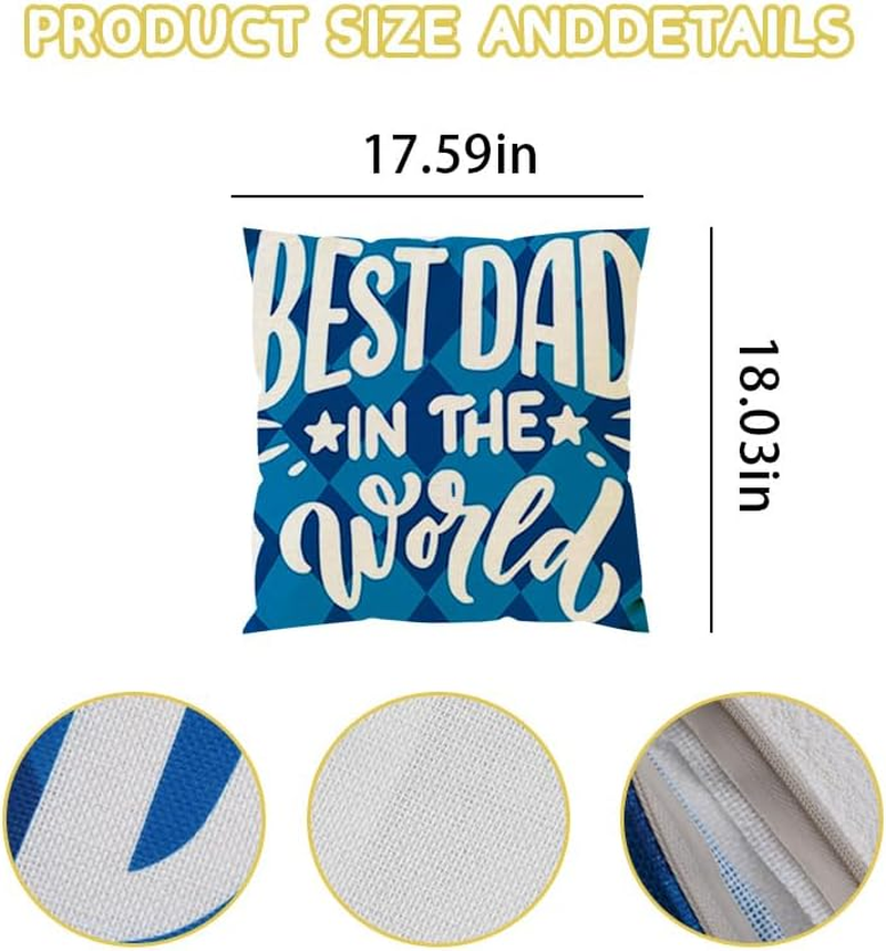 Fathers Day Cushion Covers Pillow for Dad Gift from Daughter Son 18X18Inch Best Dad in the World Throw Pillow Covers for Father Papa Birthday Christmas Pillowcasefor Home Sofa Bed Decor Ornaments image number 5