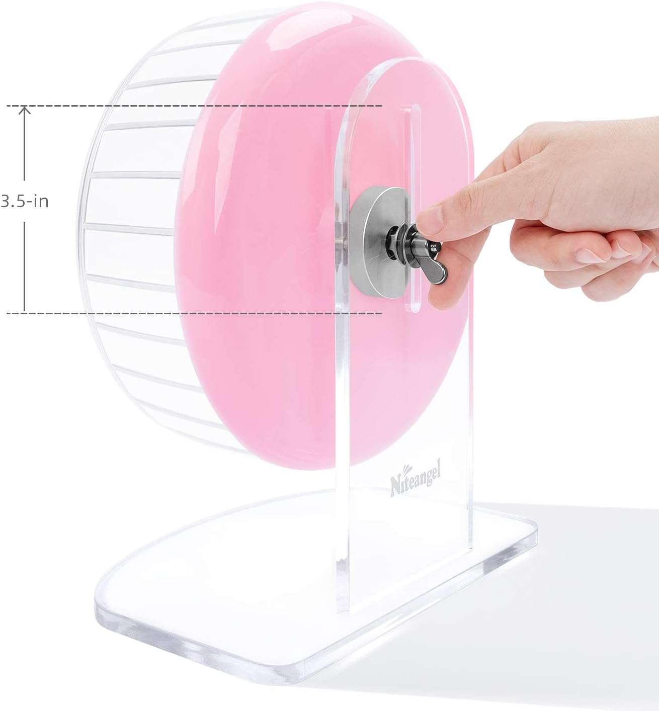 Niteangel Super-Silent Hamster Exercise Wheels: - Quiet Spinner Hamster Running Wheels with Adjustable Stand for Hamsters Gerbils Mice or Other Small Animals (S, Pink) image number 2