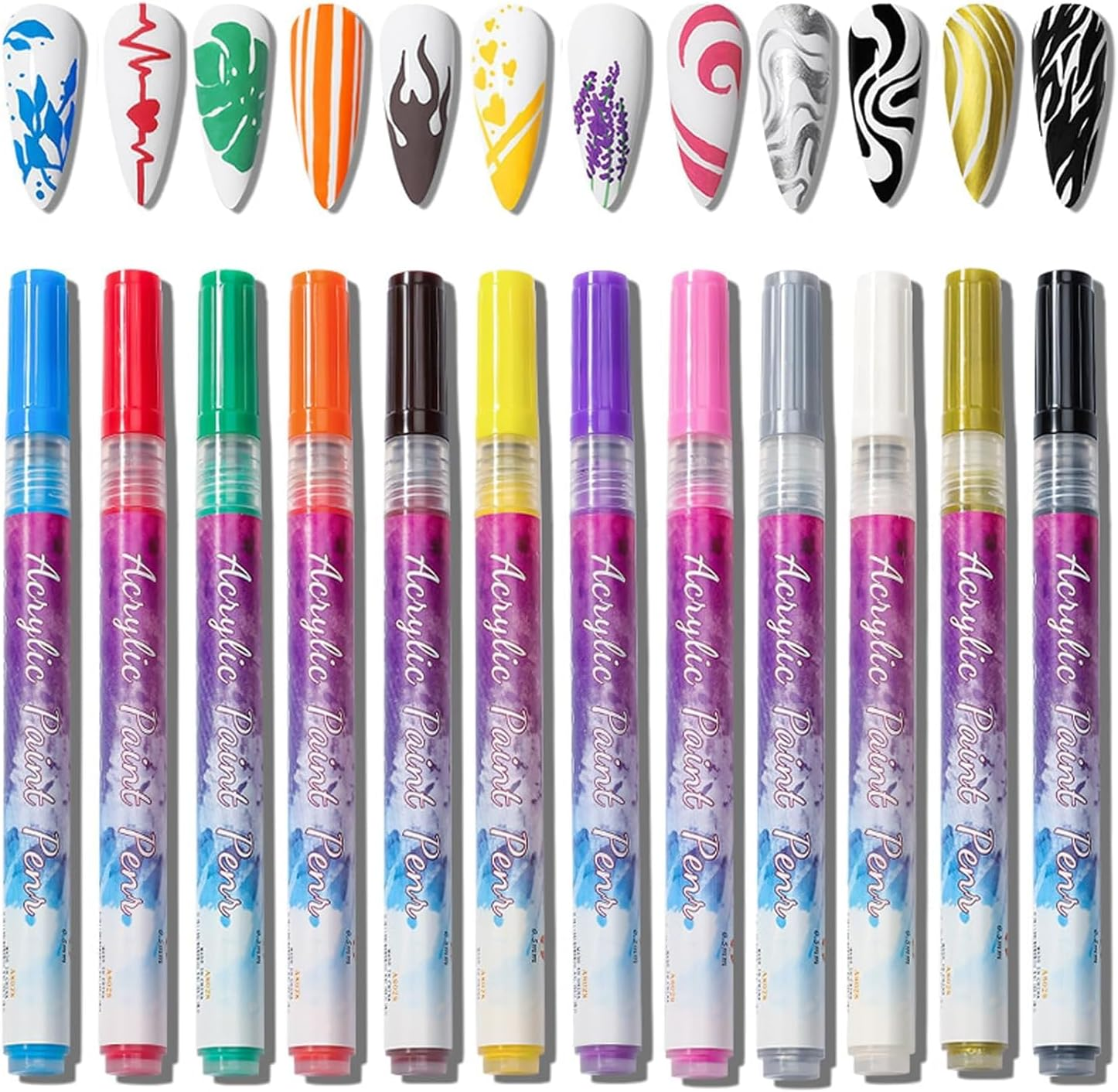 MAGIC ARMOR Nail Art Graffiti Set - 12 Color 3D Pens for Painting, Liner, Manicure Polish Tools - Drawing Brush for DIY Beauty Adorn image number 6