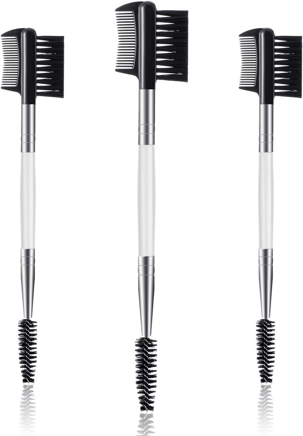 3 Pcs Eyebrow Brush Eyelash Comb Separator 3 Head Eyelash Shaper and Eyebrow Brush Dual Comb Double Head Makeup Grooming Tool for Women Cosmetic Separating Shaping Brow(White) image number 6