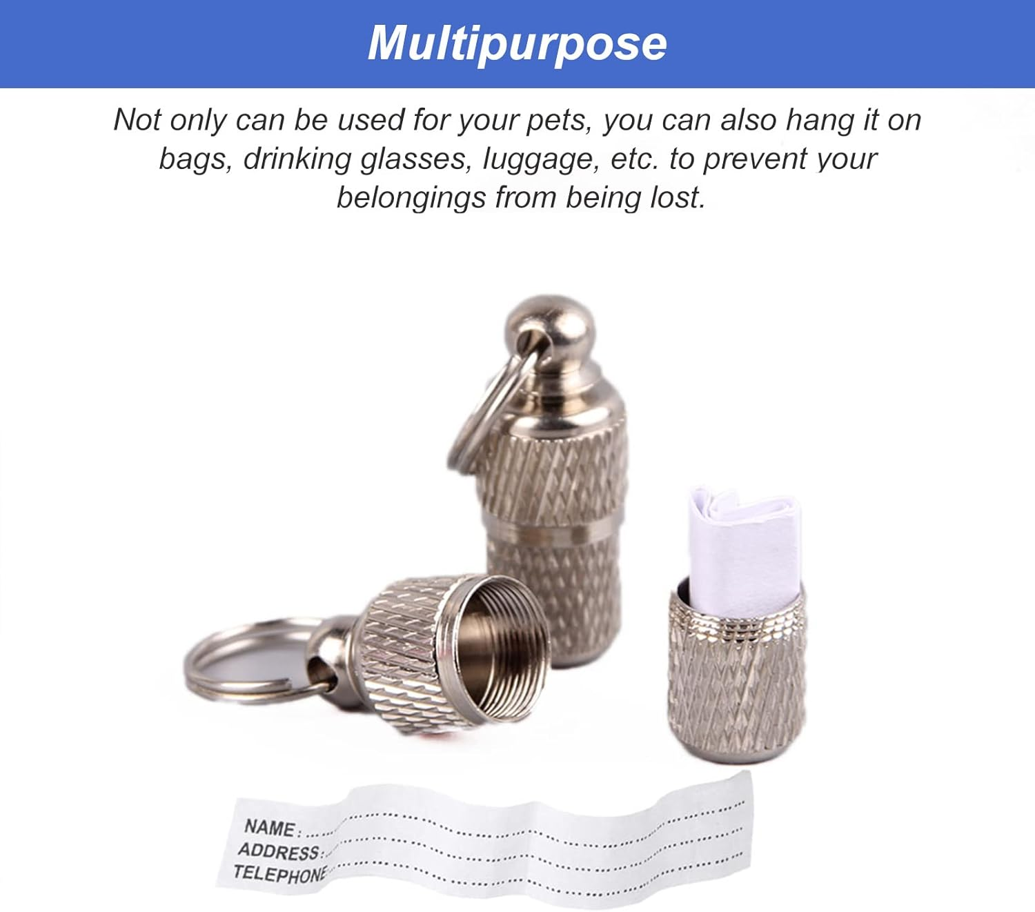 Cat Collar, Address Tag, Dog Cats, Adjustable Collar, Reflective Cat Collar with Bell and Safety Clasp, Pet ID Tags (Blue, Purple) image number 3