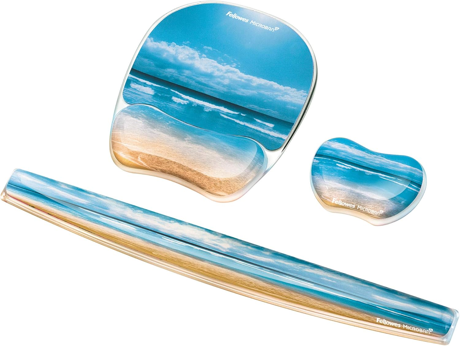 Fellowes Photo Gel Mouse Pad and Wrist Rest with Microban Protection, Sandy Beach (9179301), Blue, 9.25" X 7.88" image number 1