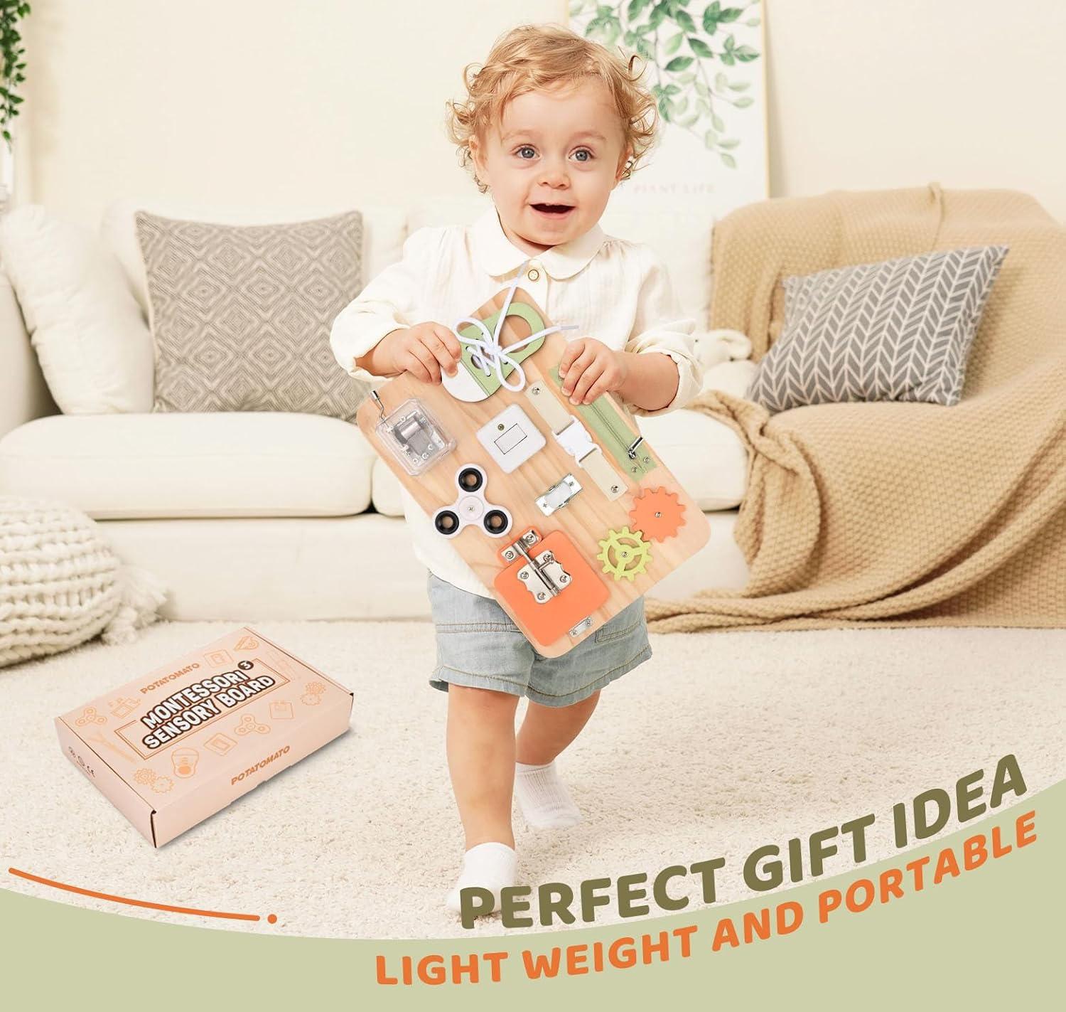 Montessori Busy Board Wooden Sensory Toddler Toys Preschool Educational Learning Activities for Boys & Girls- Birthday Gifts for Kids image number 2