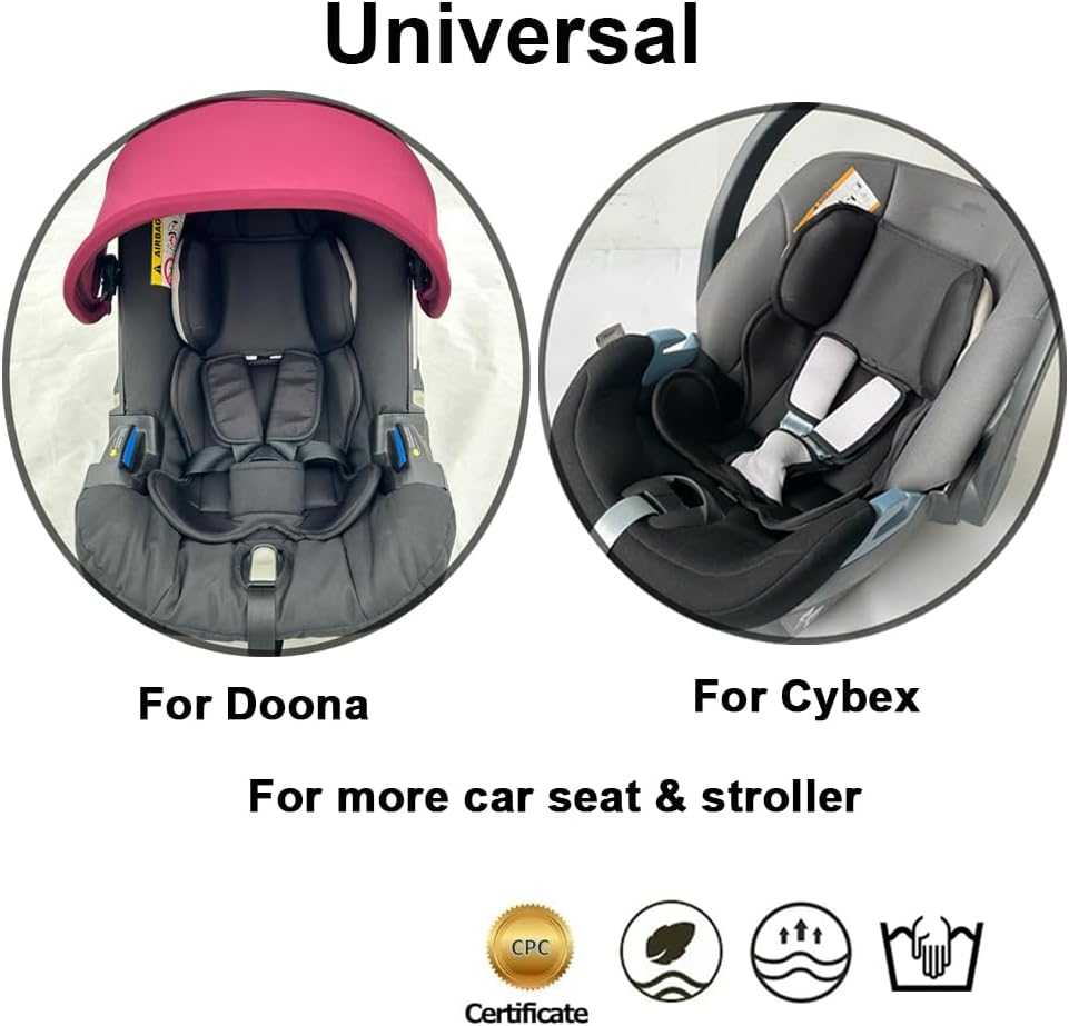 Feliliber Stroller Accessories Head Support Pillow and Body Support Cushion Compatible with Doona Car Seat & Stroller - Adjustable Thickness - Skin Friendly Breathable Mesh Fabric (Black)